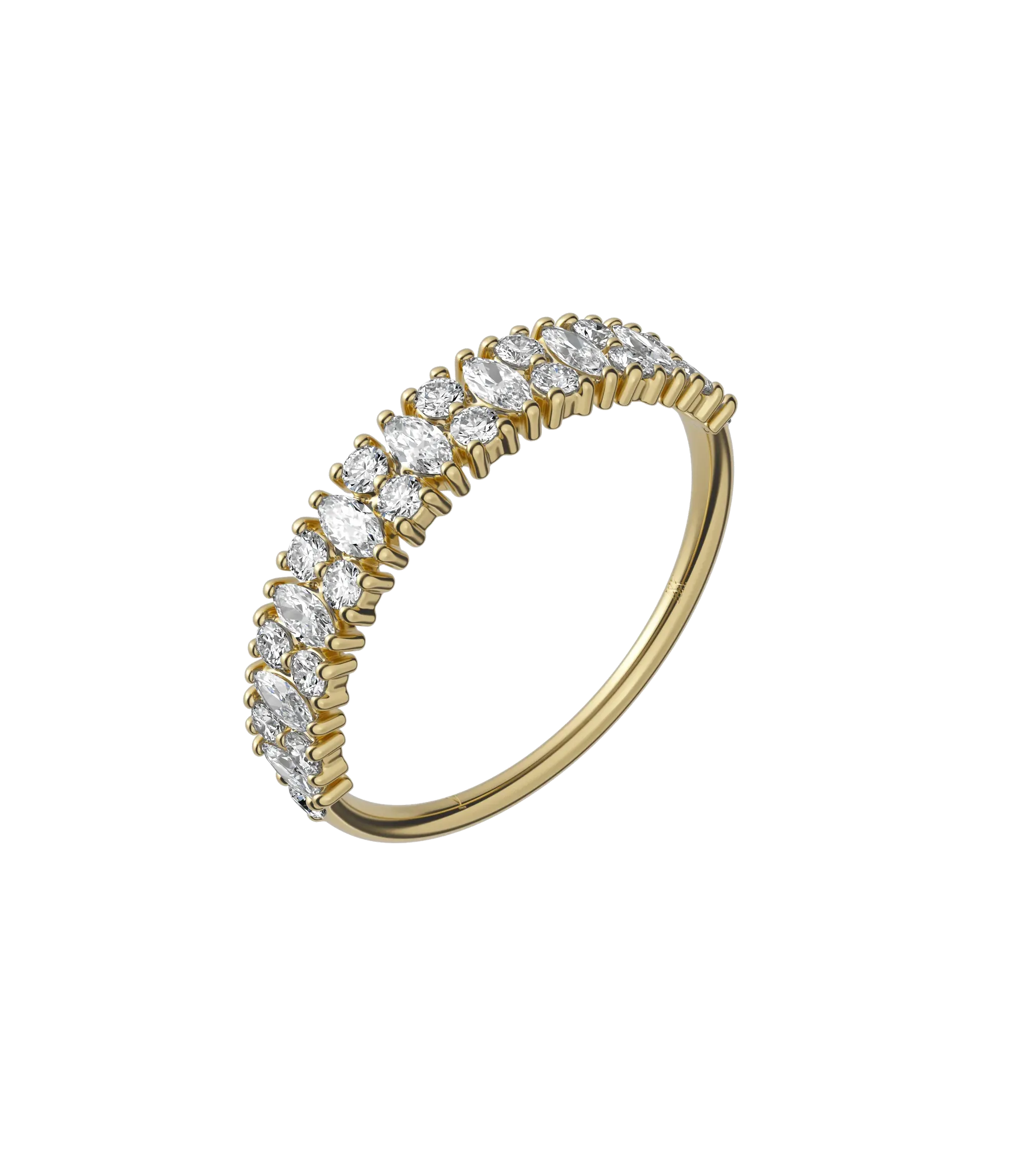 Marquise & round brilliant lab-grown diamond half eternity ring 0.77ct in 18K recycled yellow gold