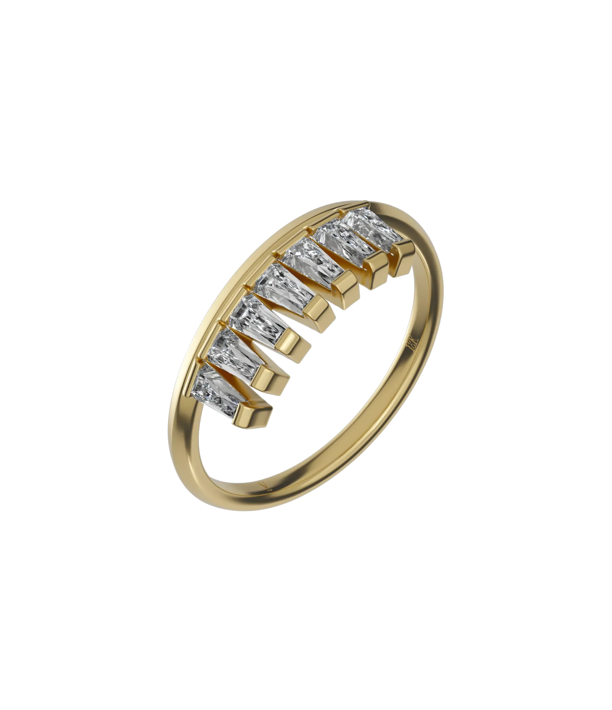 Tapered baguette lab-grown diamond multi-stone twist ring 0.84ct in 18K recycled yellow gold