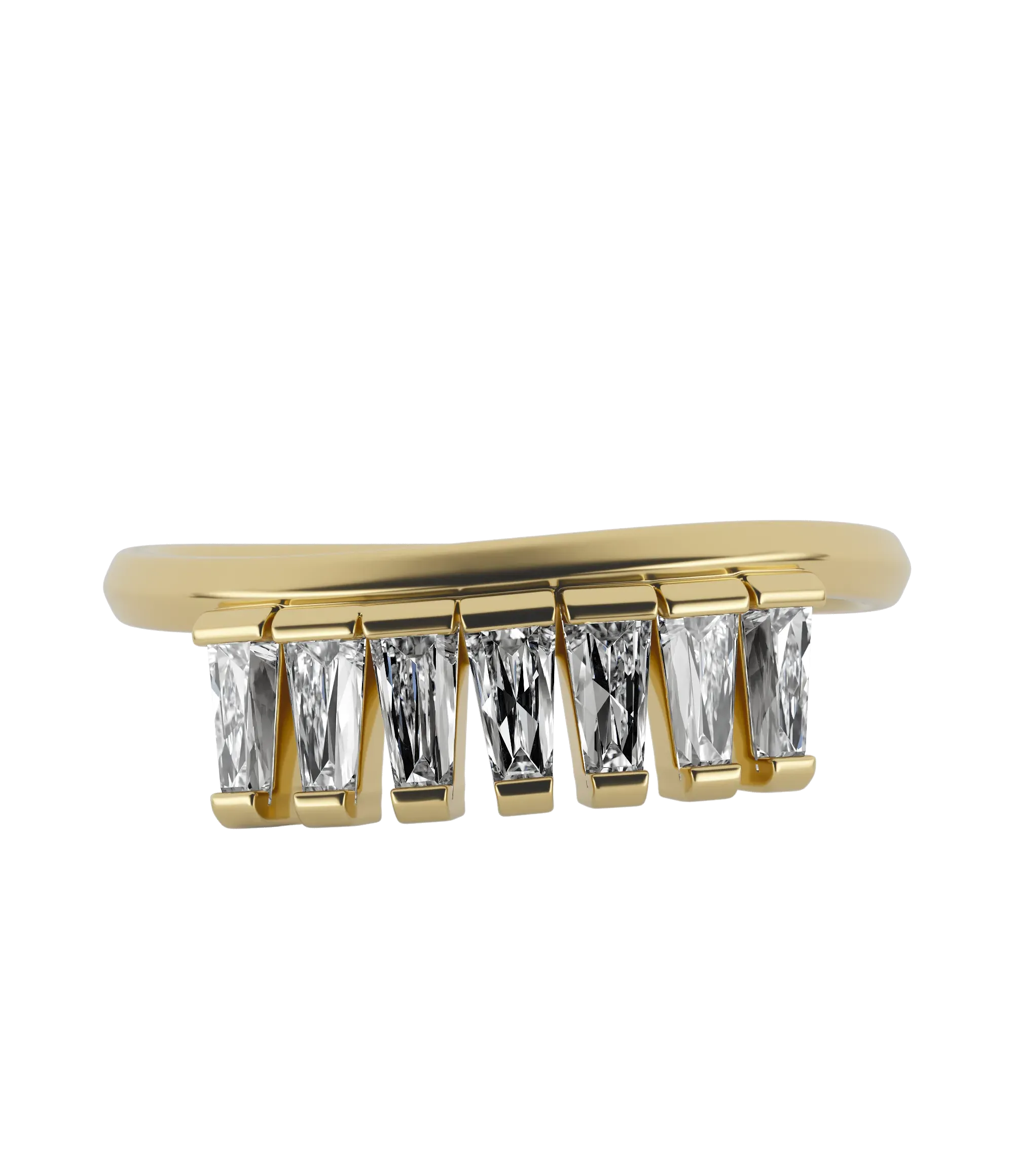 Tapered baguette lab-grown diamond multi-stone twist ring 0.84ct in 18K recycled yellow gold