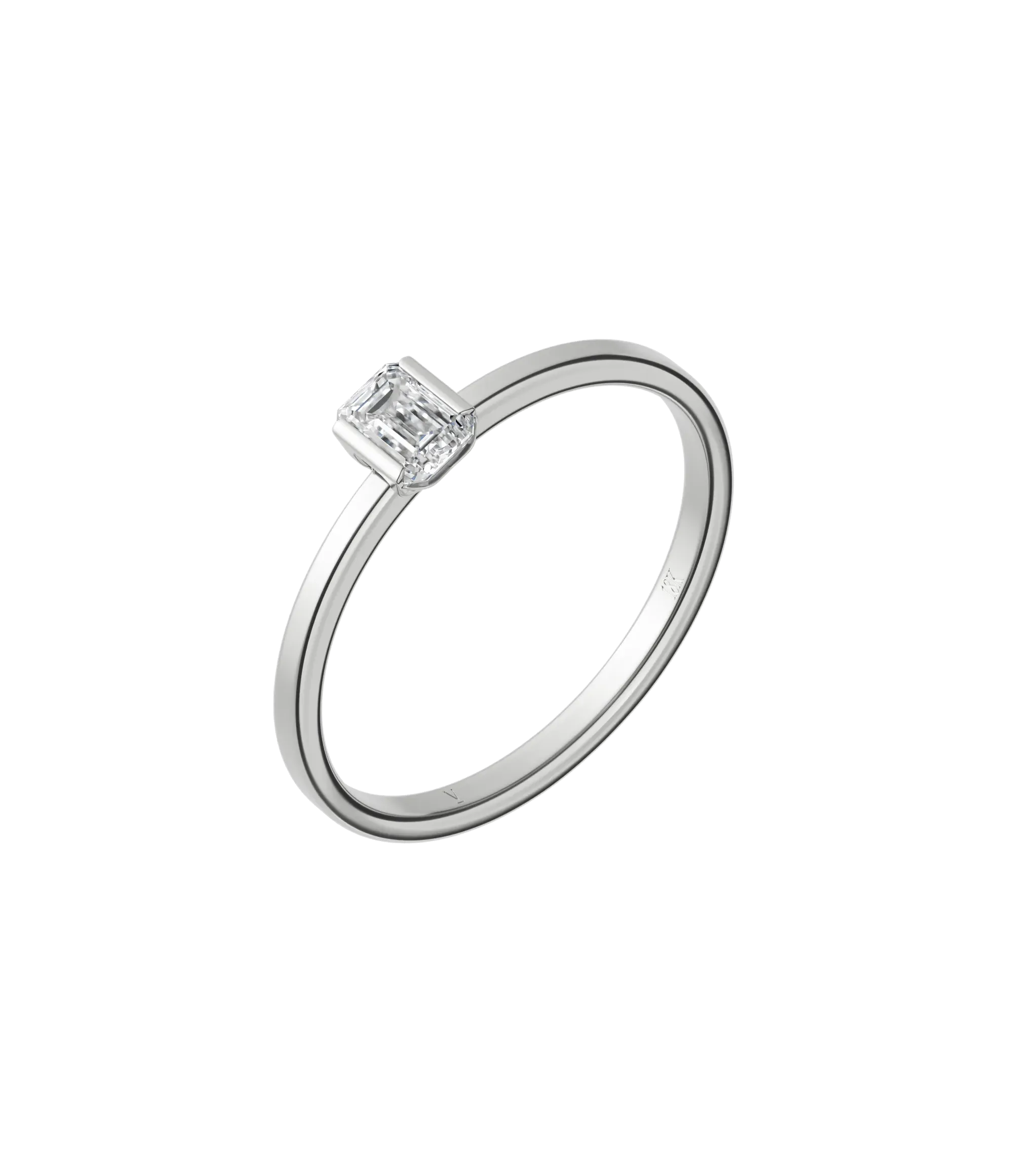 Emerald cut lab-grown diamond solitaire ring 0.30ct in 18K recycled white gold
