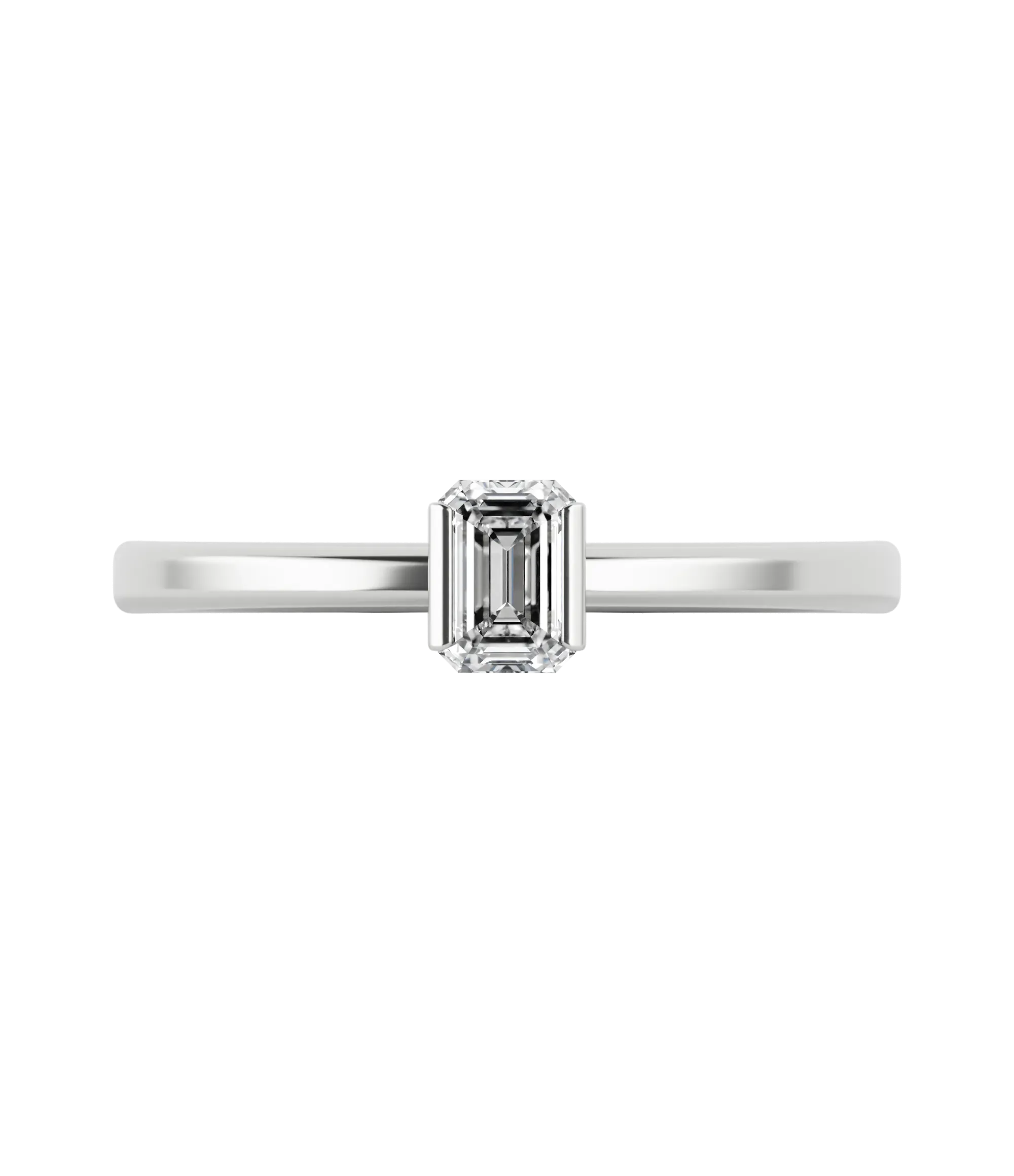Emerald cut lab-grown diamond solitaire ring 0.30ct in 18K recycled white gold
