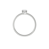 Emerald cut certified lab-grown diamond solitaire ring 0.50ct textured in 18K recycled white gold