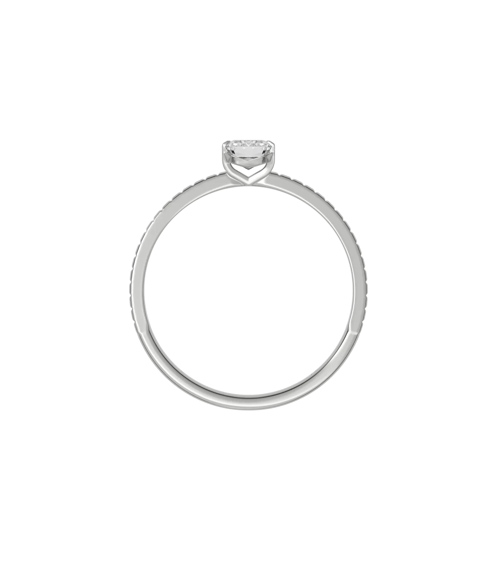 Emerald cut certified lab-grown diamond solitaire ring 0.50ct textured in 18K recycled white gold