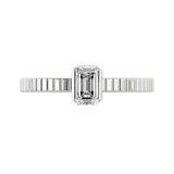 Emerald cut certified lab-grown diamond solitaire ring 0.50ct textured in 18K recycled white gold