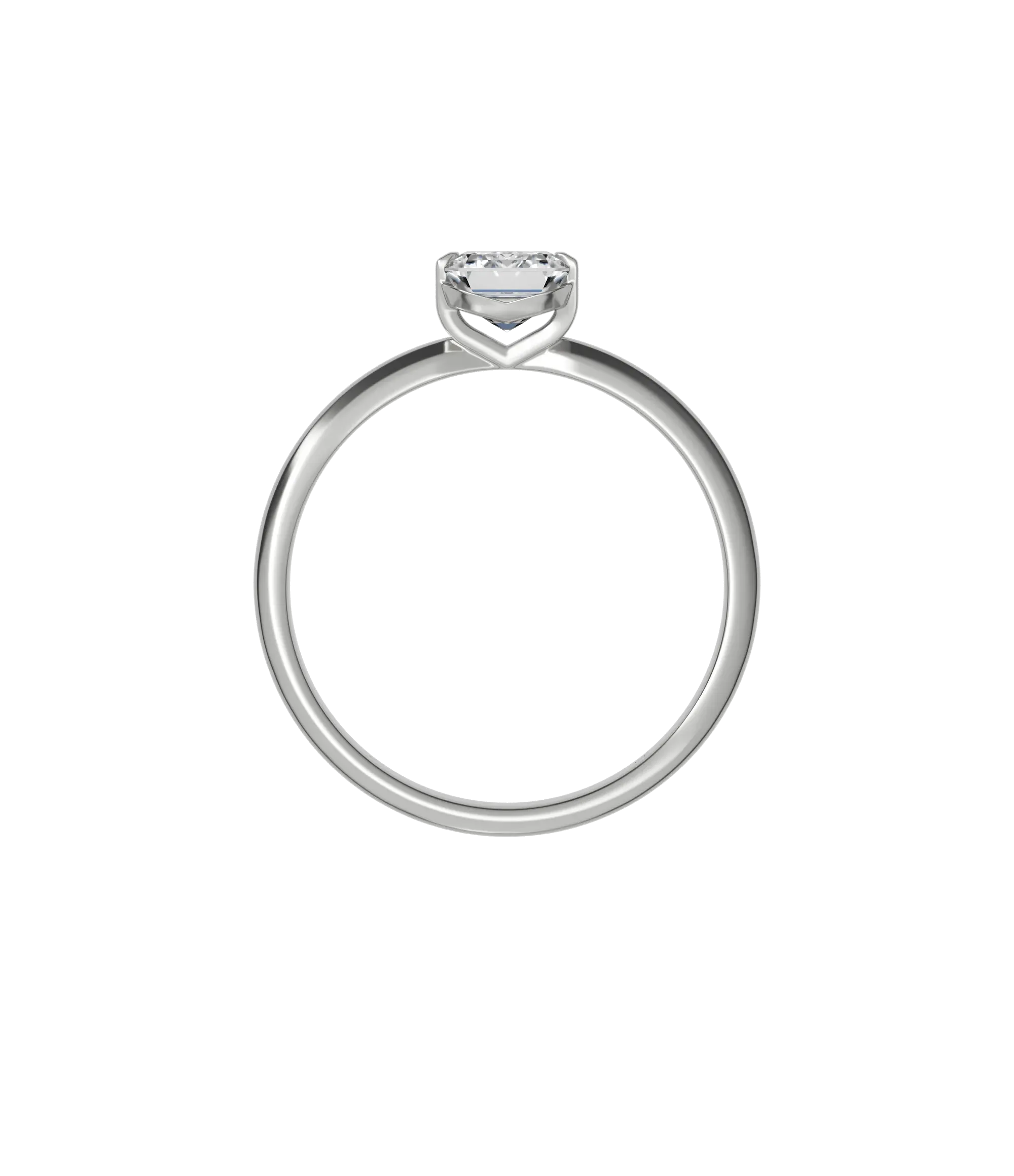 Emerald cut lab-grown diamond solitaire ring 1.00ct in 18K recycled white gold