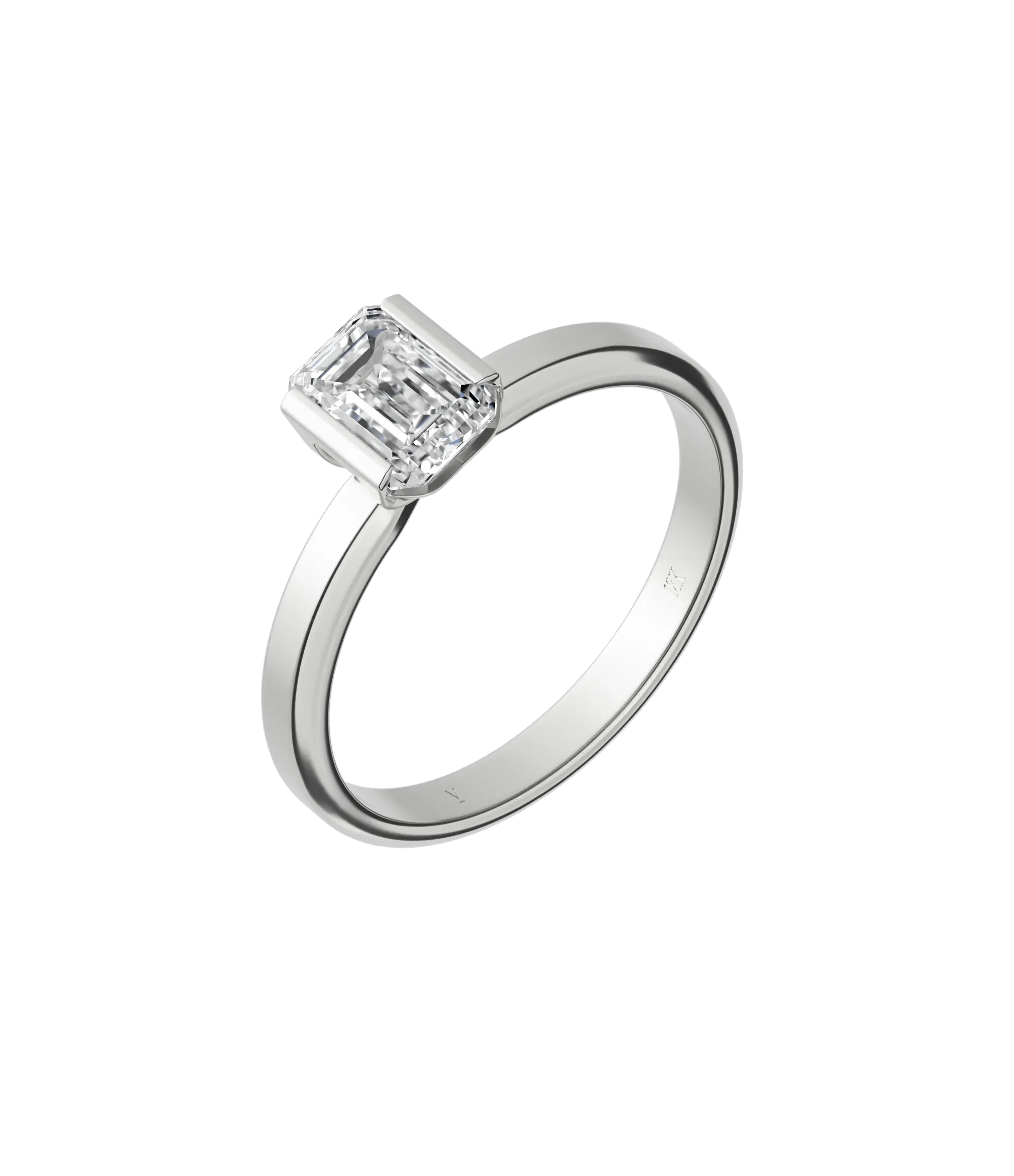 Emerald cut lab-grown diamond solitaire ring 1.00ct in 18K recycled white gold