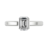 Emerald cut lab-grown diamond solitaire ring 1.00ct in 18K recycled white gold