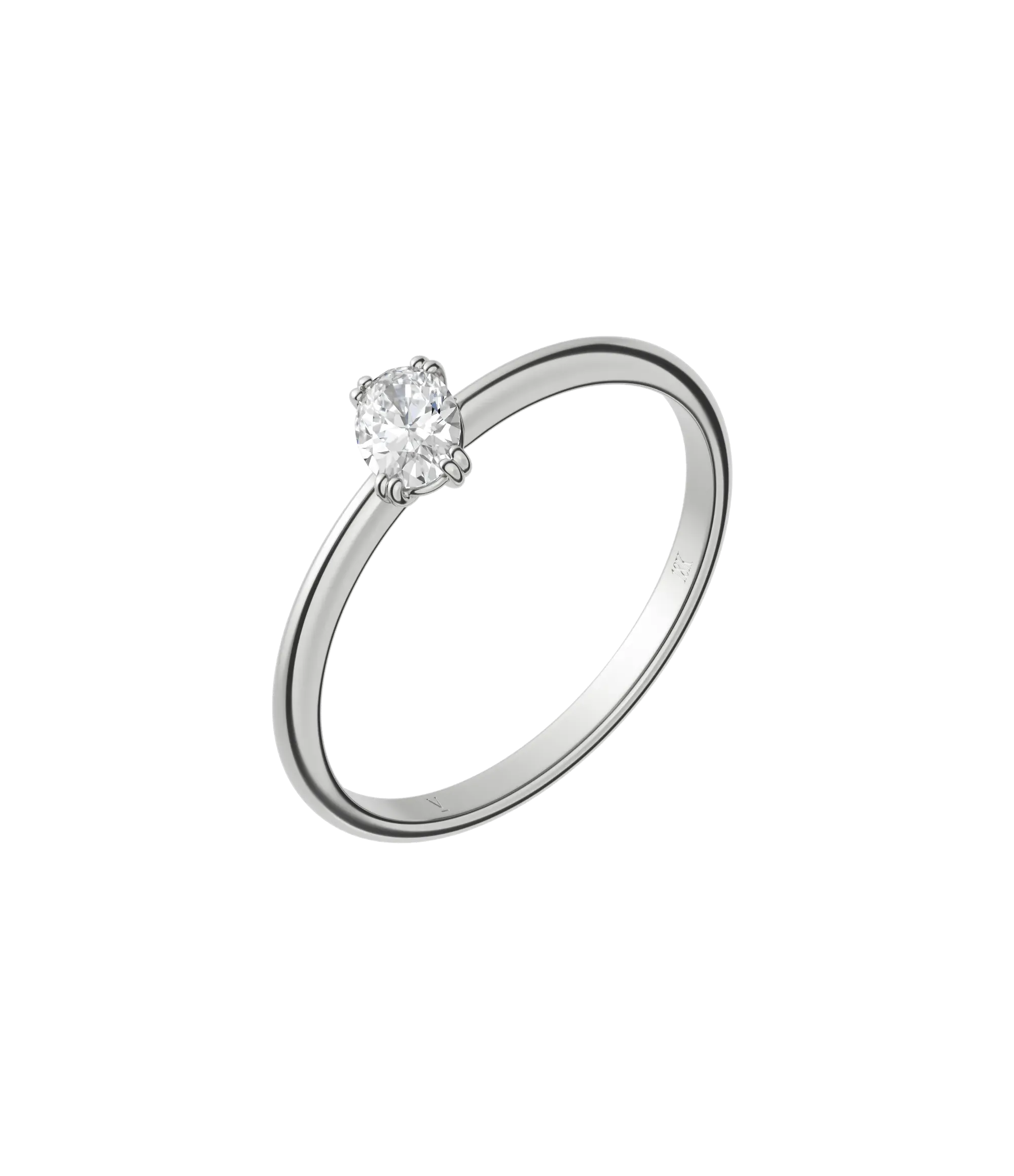 Oval cut lab-grown diamond rotated solitaire ring 0.30ct in 18K recycled white gold