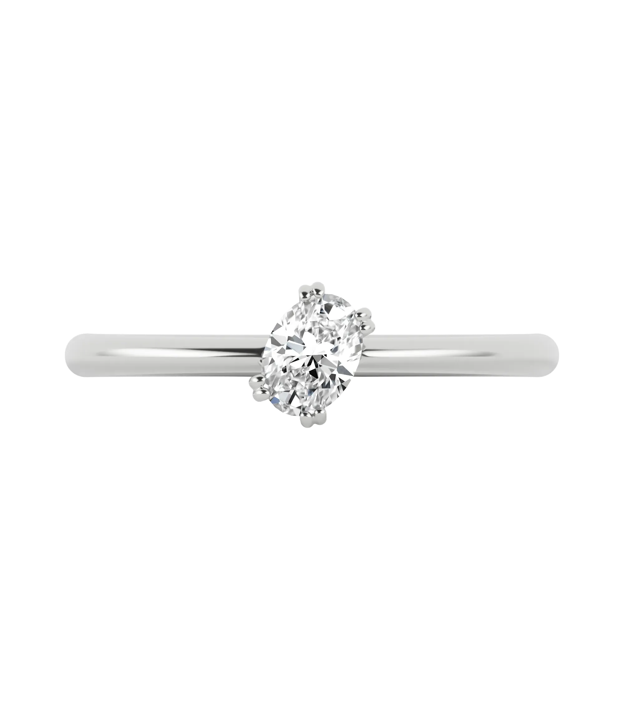 Oval cut lab-grown diamond rotated solitaire ring 0.30ct in 18K recycled white gold
