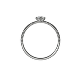 Oval cut lab-grown diamond rotated textured solitaire ring 0.30ct in 18K recycled white gold