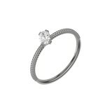 Oval cut lab-grown diamond rotated textured solitaire ring 0.30ct in 18K recycled white gold