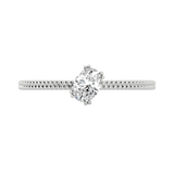 Oval cut lab-grown diamond rotated textured solitaire ring 0.30ct in 18K recycled white gold