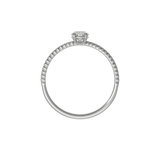 Oval cut certified lab-grown diamond textured solitaire ring 0.50ct in 18K recycled white gold