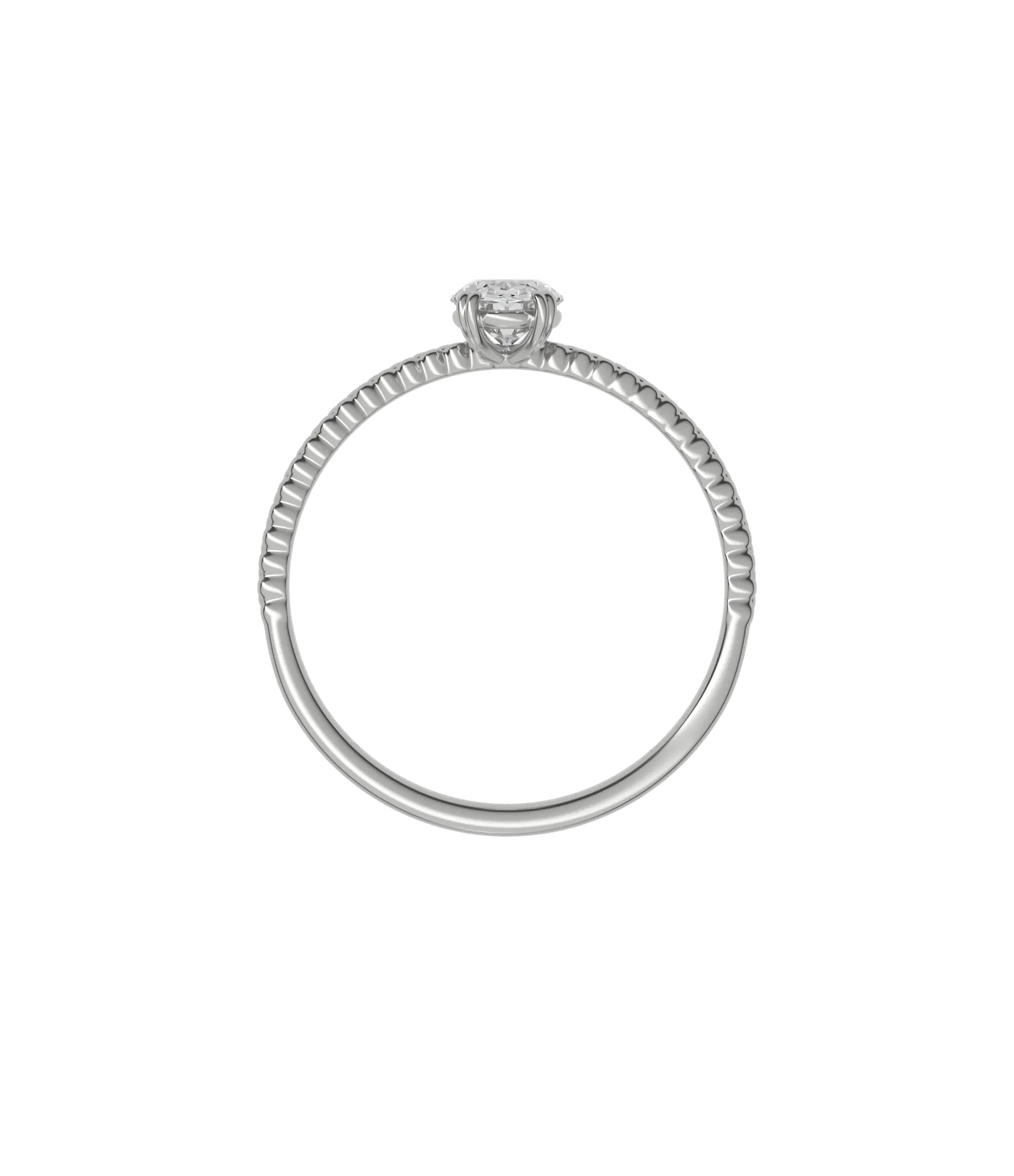 Oval cut certified lab-grown diamond textured solitaire ring 0.50ct in 18K recycled white gold