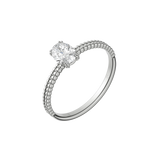 Oval cut certified lab-grown diamond textured solitaire ring 0.50ct in 18K recycled white gold