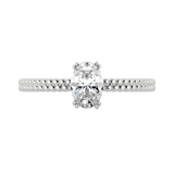 Oval cut certified lab-grown diamond textured solitaire ring 0.50ct in 18K recycled white gold