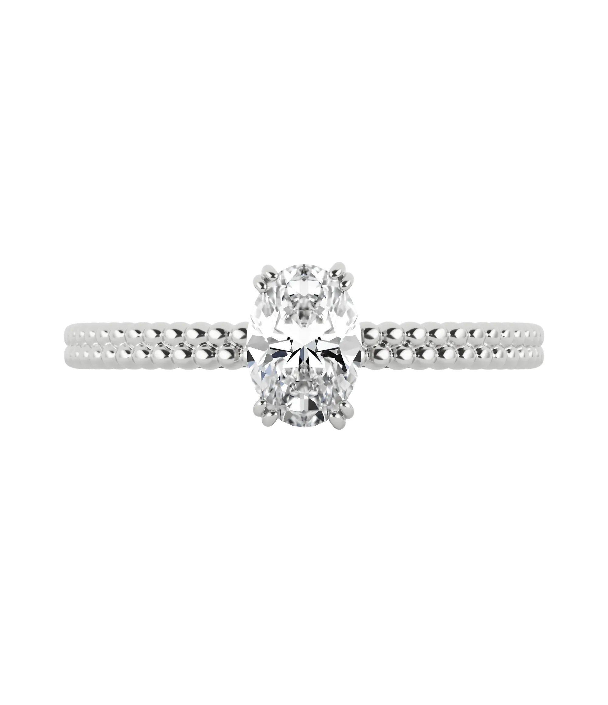 Oval cut certified lab-grown diamond textured solitaire ring 0.50ct in 18K recycled white gold
