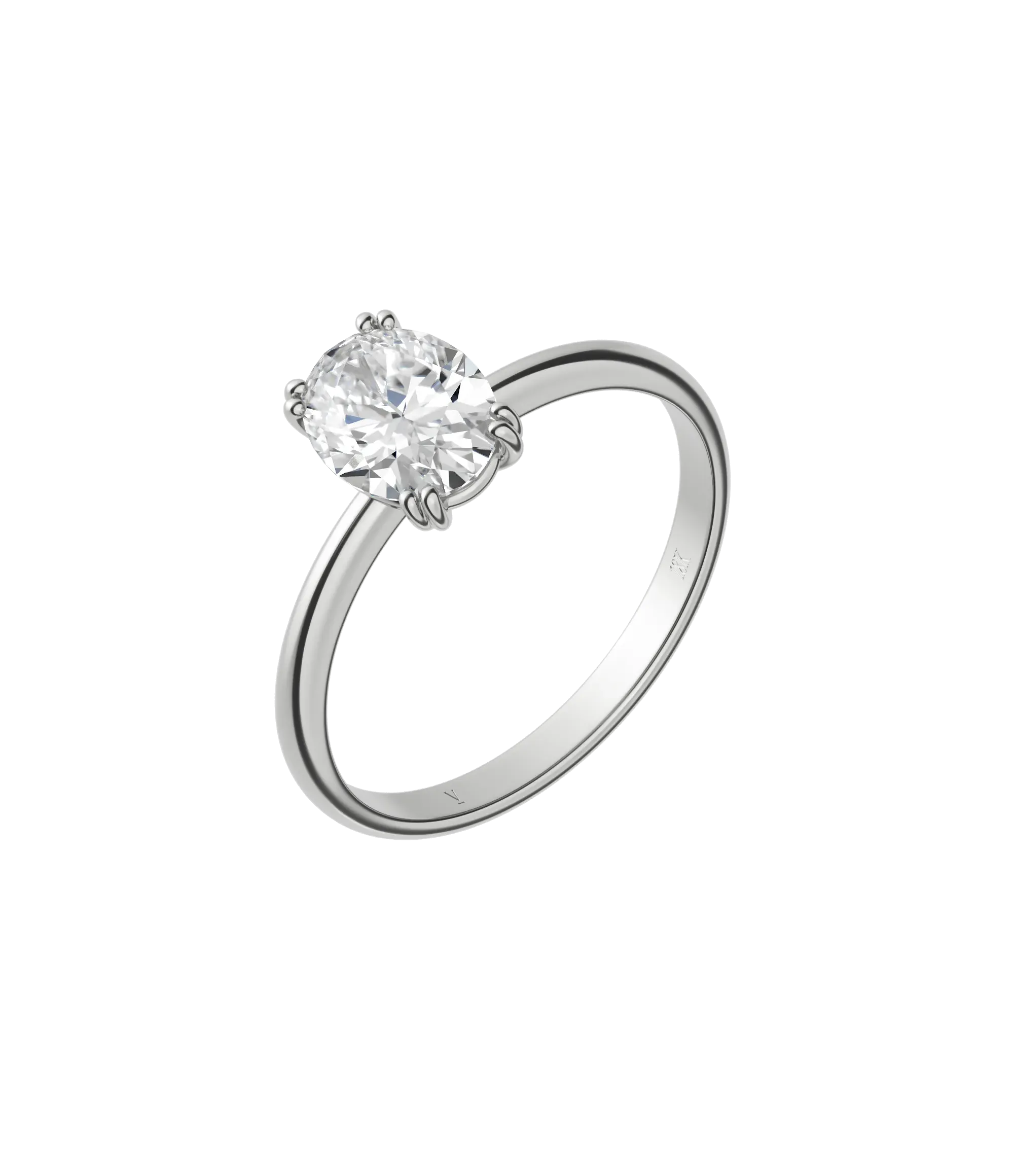 Oval cut certified lab-grown diamond solitaire ring 1.00ct in 18K recycled white gold