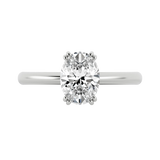 Oval cut certified lab-grown diamond solitaire ring 1.00ct in 18K recycled white gold