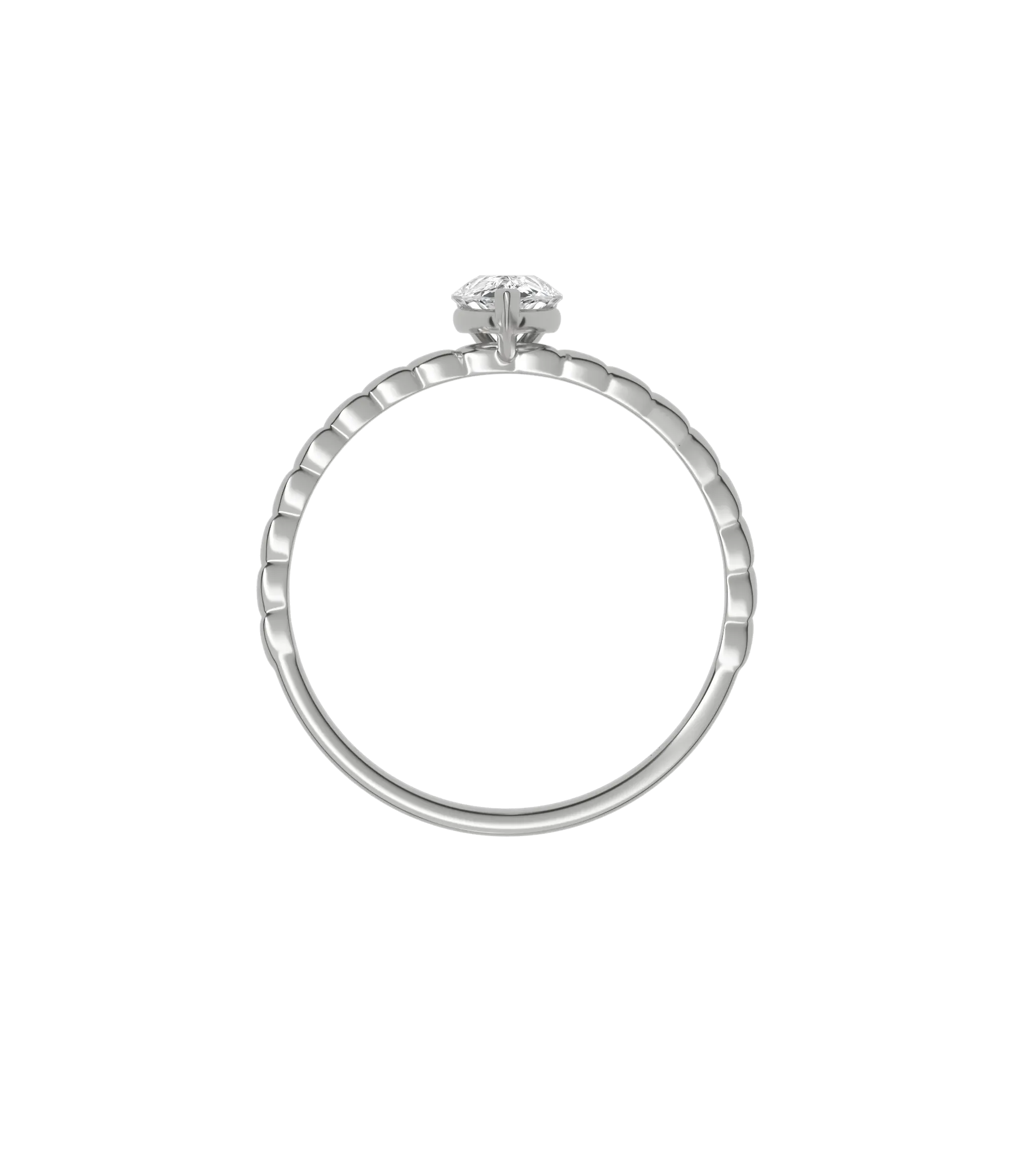 Pear cut certified lab-grown diamond textured solitaire ring 0.50ct in 18K recycled white gold