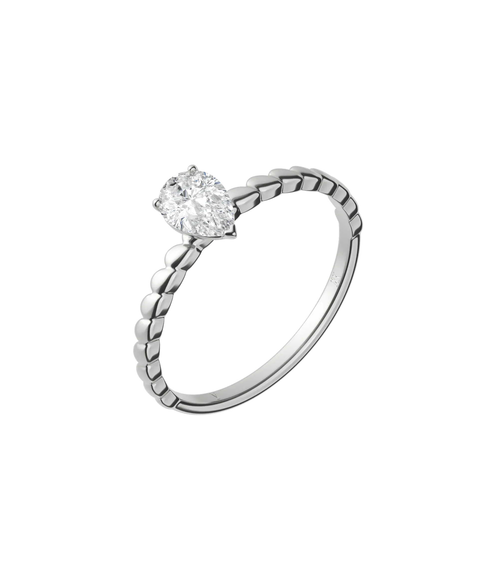 Pear cut certified lab-grown diamond textured solitaire ring 0.50ct in 18K recycled white gold