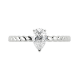 Pear cut certified lab-grown diamond textured solitaire ring 0.50ct in 18K recycled white gold