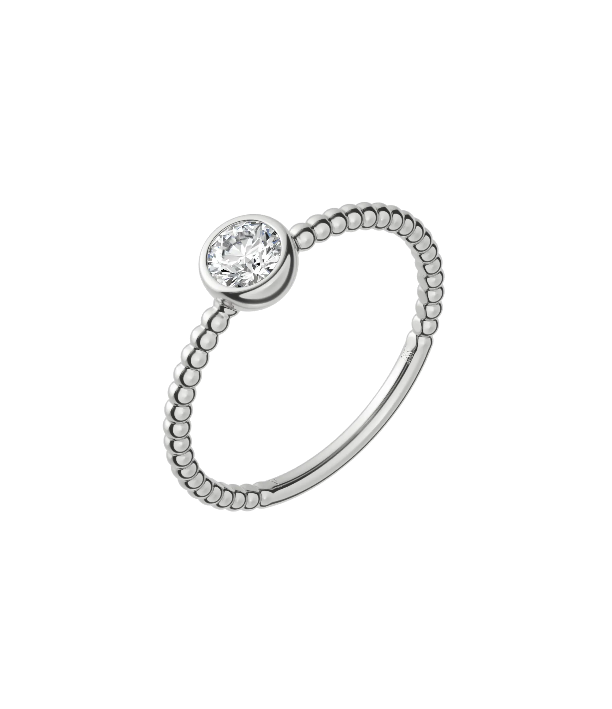 Round brilliant lab-grown diamond textured solitaire ring 0.30ct in 18K recycled white gold