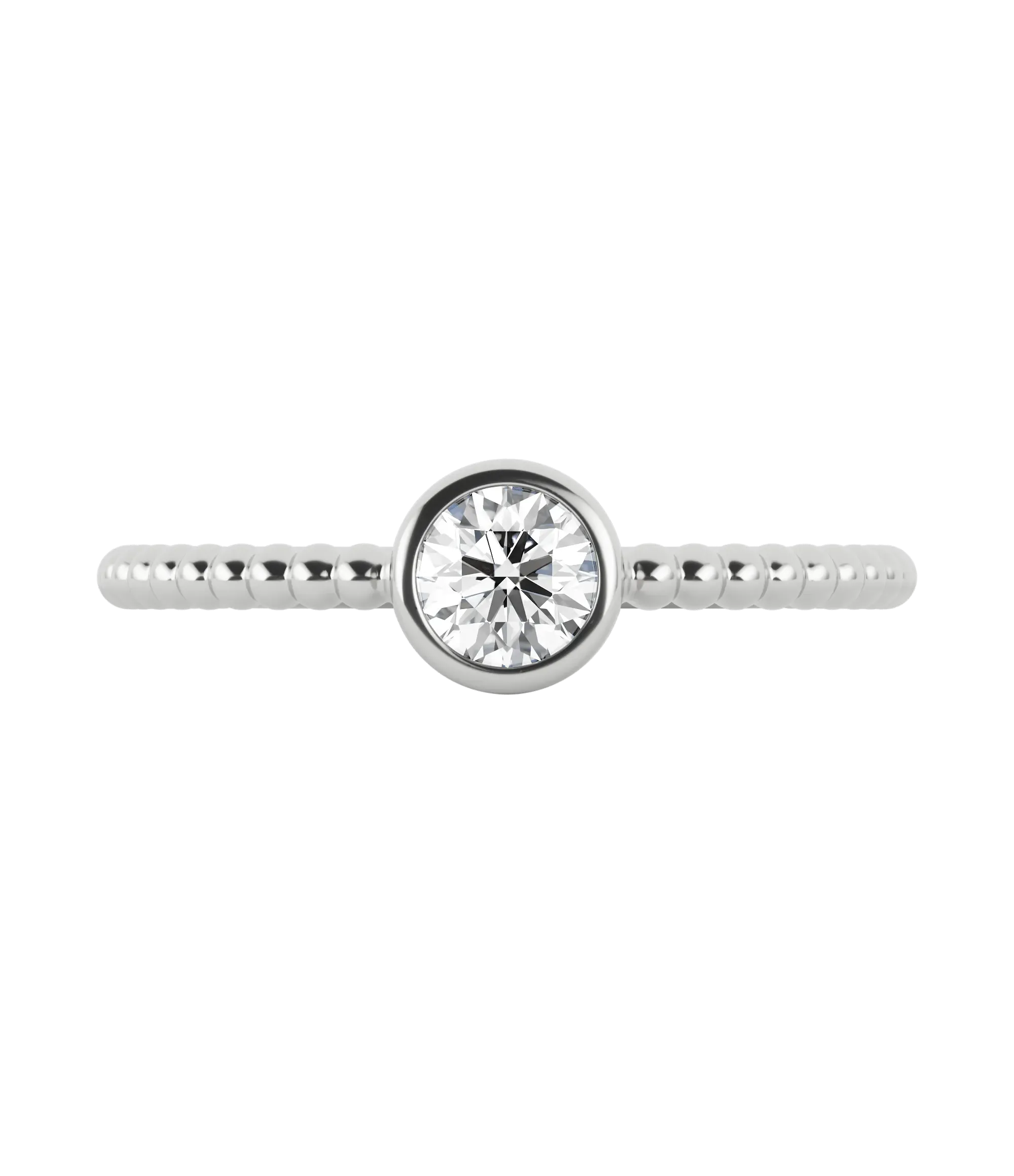 Round brilliant lab-grown diamond textured solitaire ring 0.30ct in 18K recycled white gold