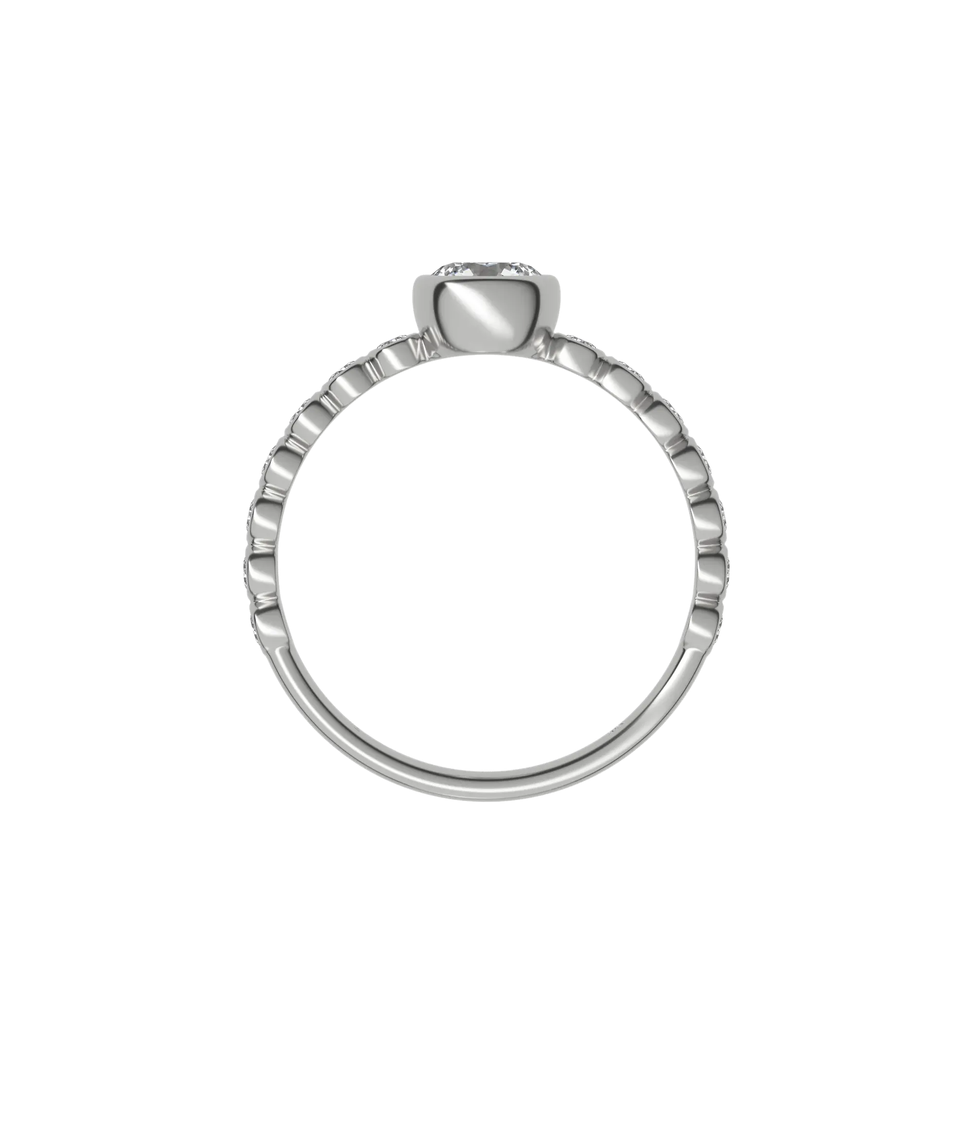Round brilliant lab-grown diamond bezel embellished ring 0.78ct in 18K recycled white gold