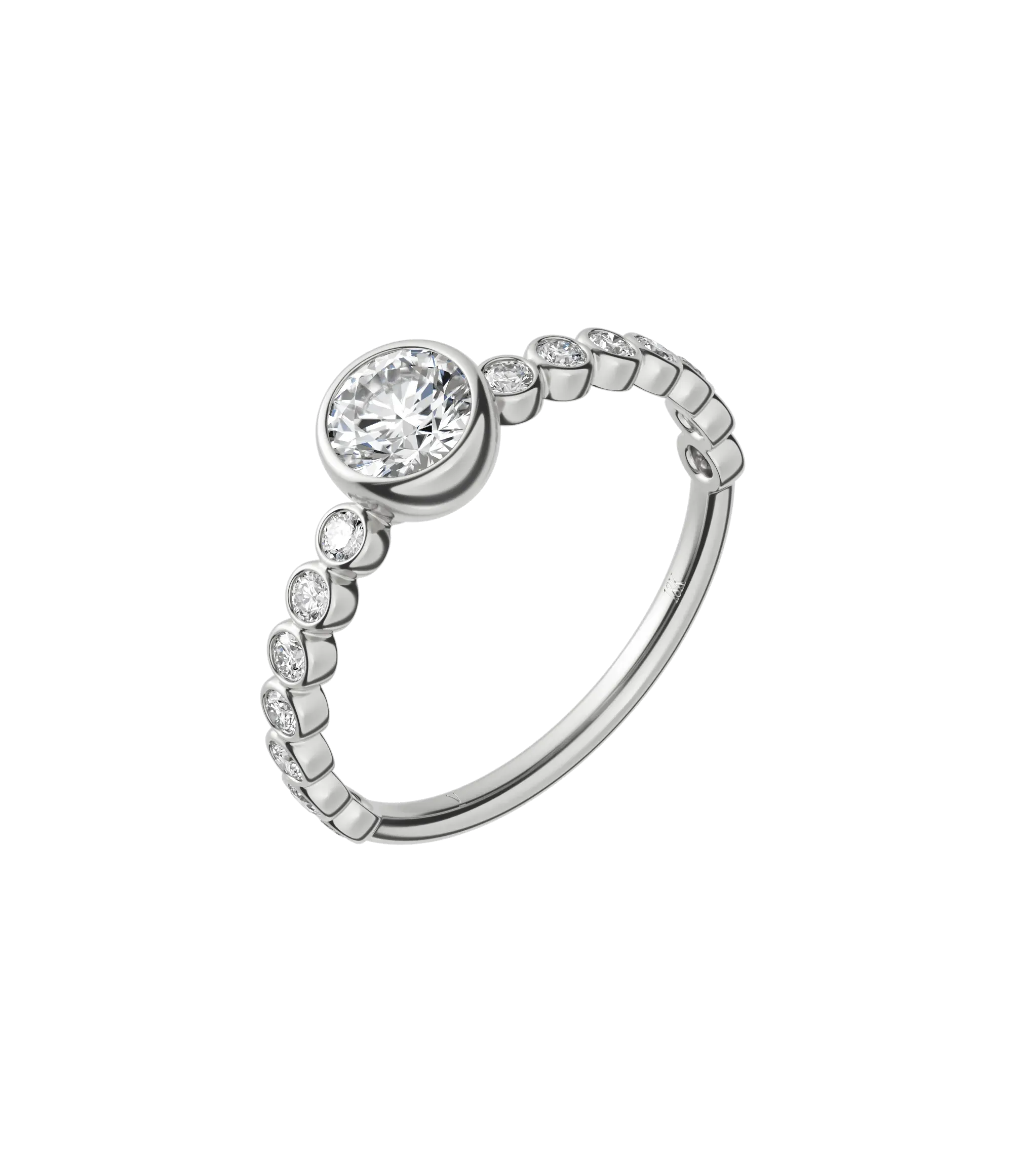 Round brilliant lab-grown diamond bezel embellished ring 0.78ct in 18K recycled white gold