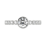Round brilliant lab-grown diamond bezel embellished ring 0.78ct in 18K recycled white gold