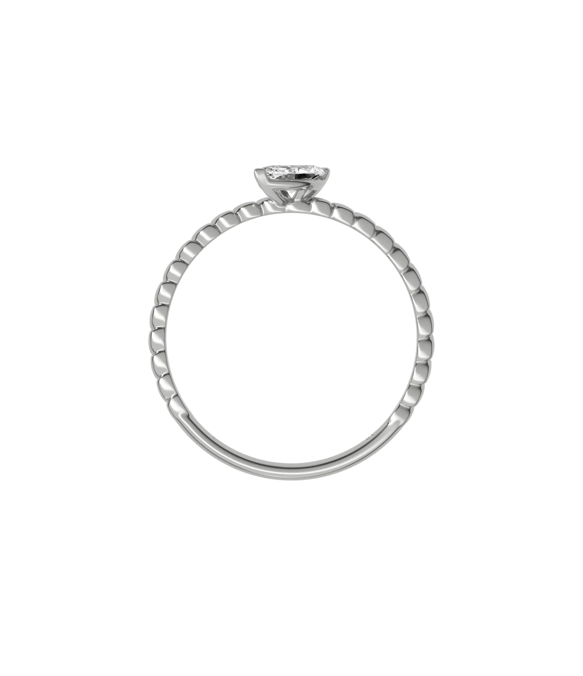 Marquise cut lab-grown diamond textured solitaire ring 0.30ct in 18K recycled white gold