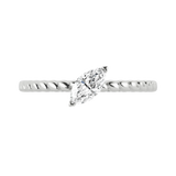Marquise cut lab-grown diamond textured solitaire ring 0.30ct in 18K recycled white gold