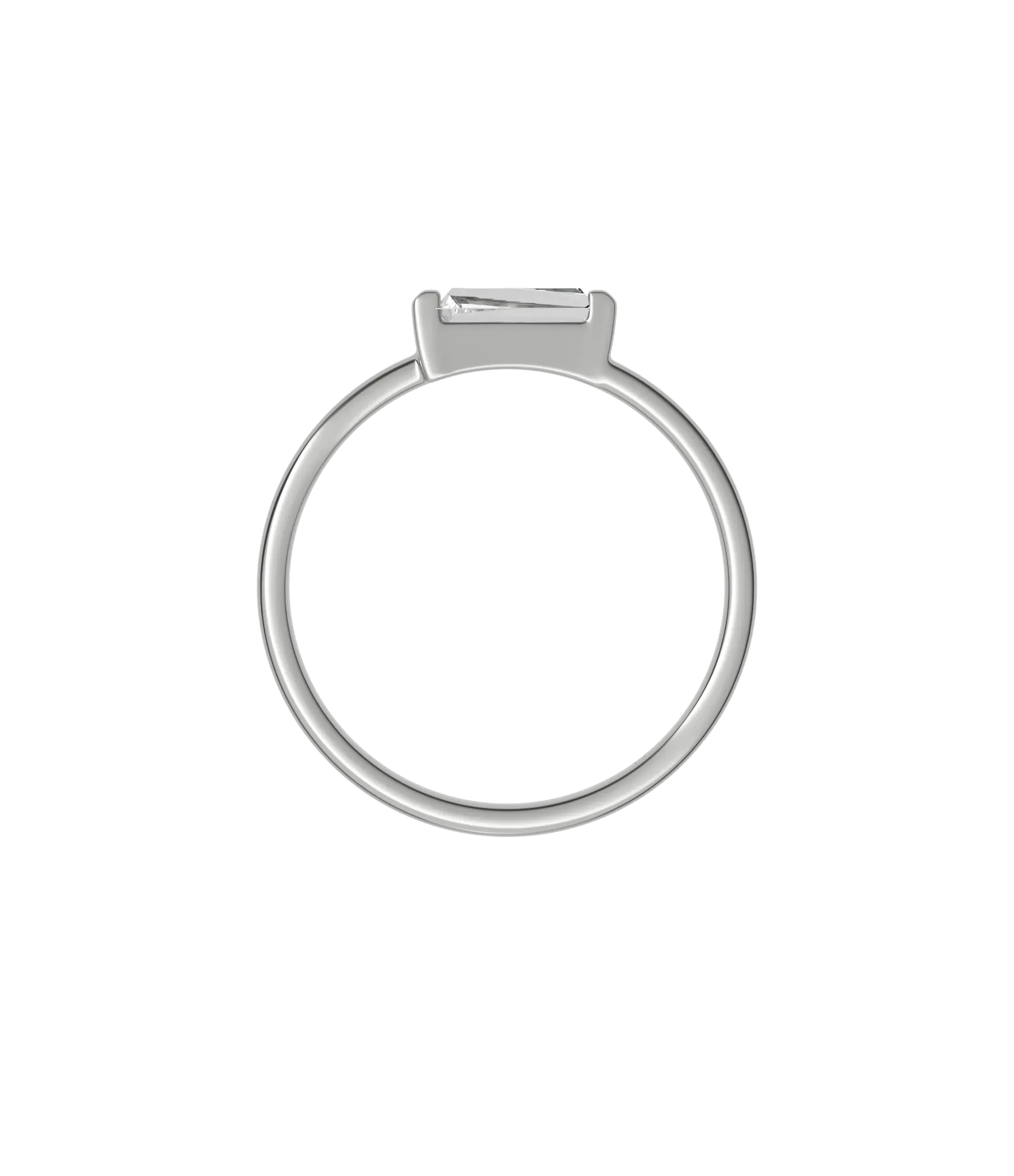 Tapered baguette lab-grown diamond solitaire ring 0.30ct in 18K recycled white gold