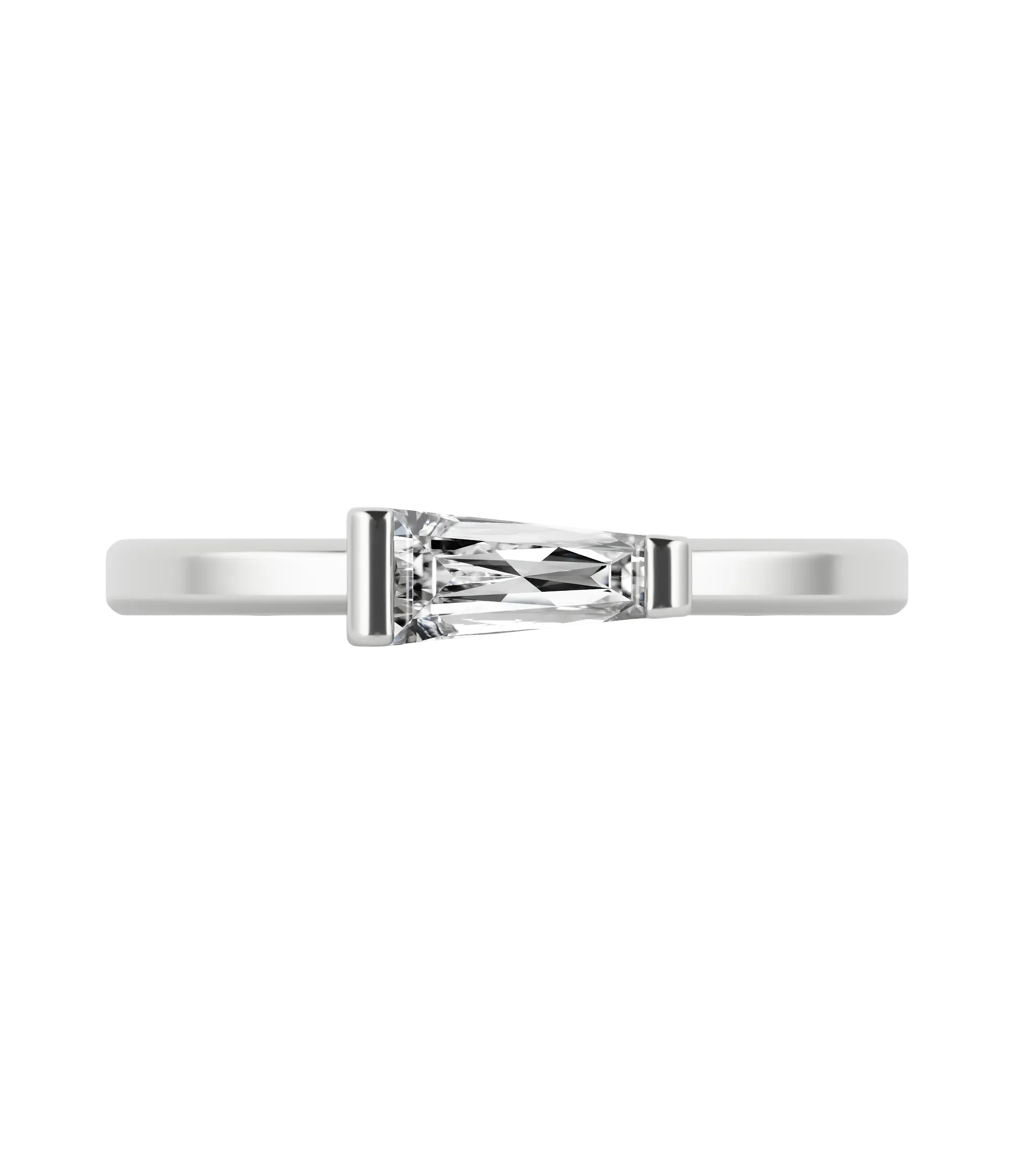 Tapered baguette lab-grown diamond solitaire ring 0.30ct in 18K recycled white gold