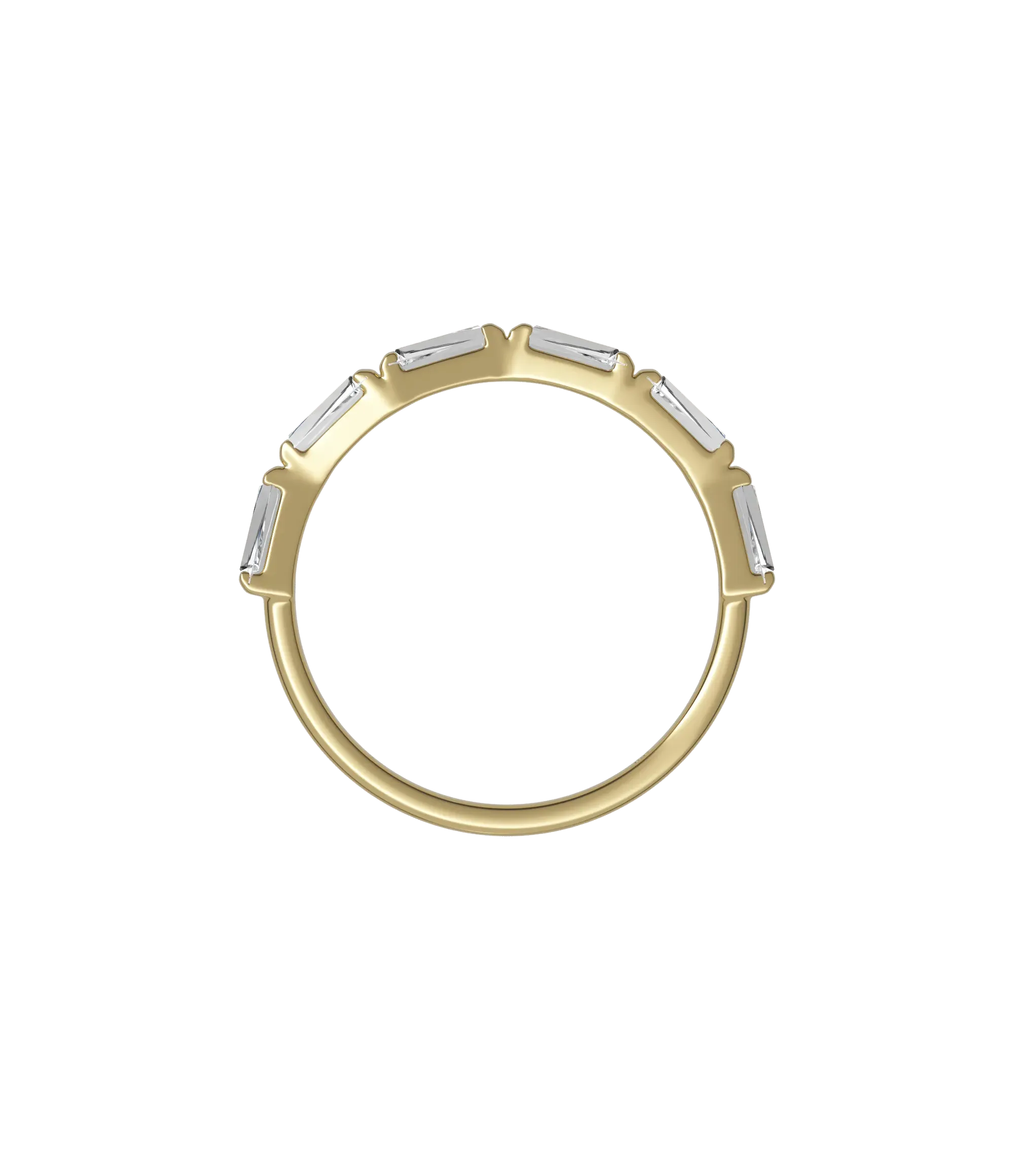Tapered baguette lab-grown diamond half eternity ring 0.48ct in 18K recycled yellow gold