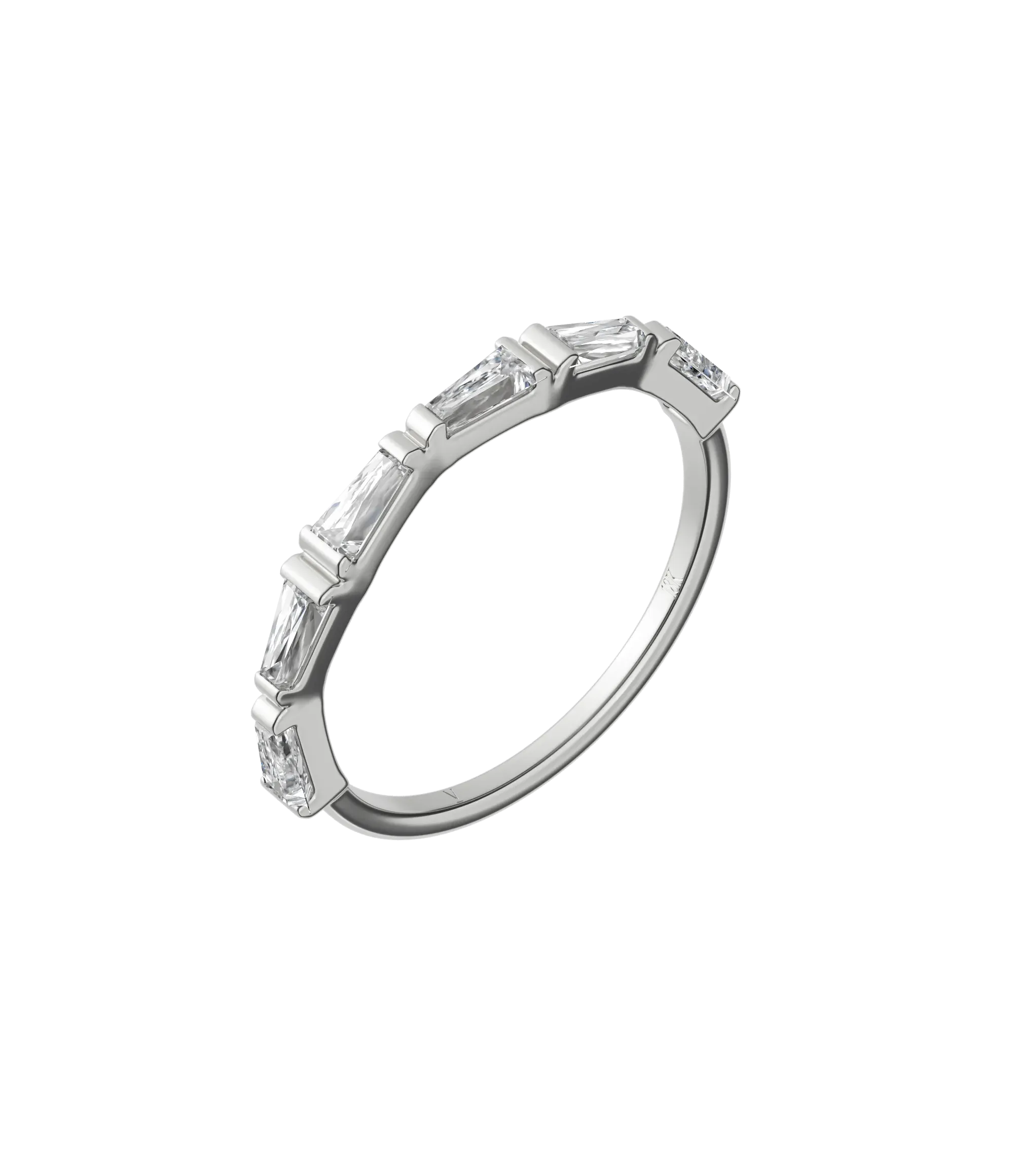 Tapered baguette lab-grown diamond half eternity ring 0.48ct in 18K recycled white gold