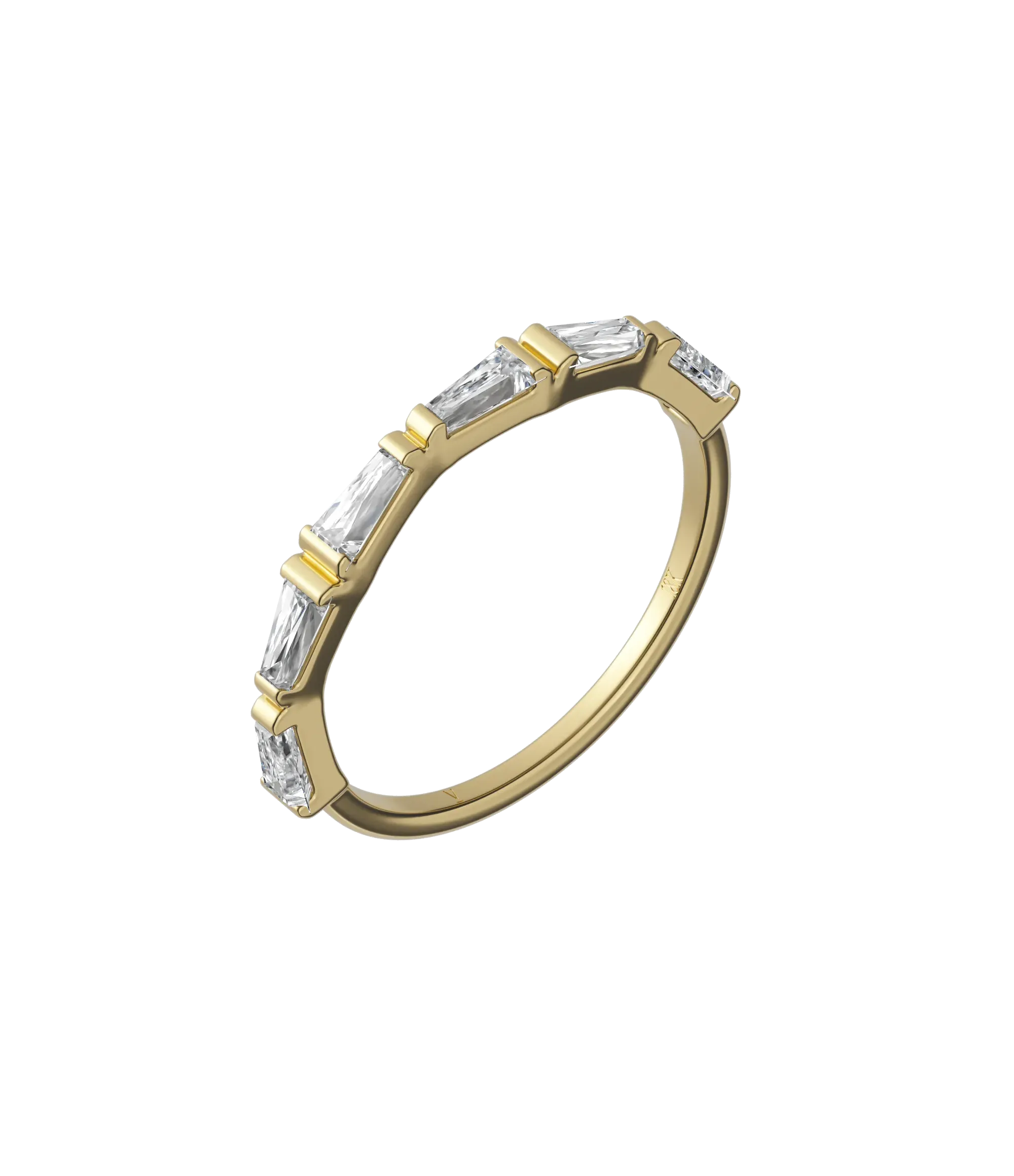 Tapered baguette lab-grown diamond half eternity ring 0.48ct in 18K recycled yellow gold