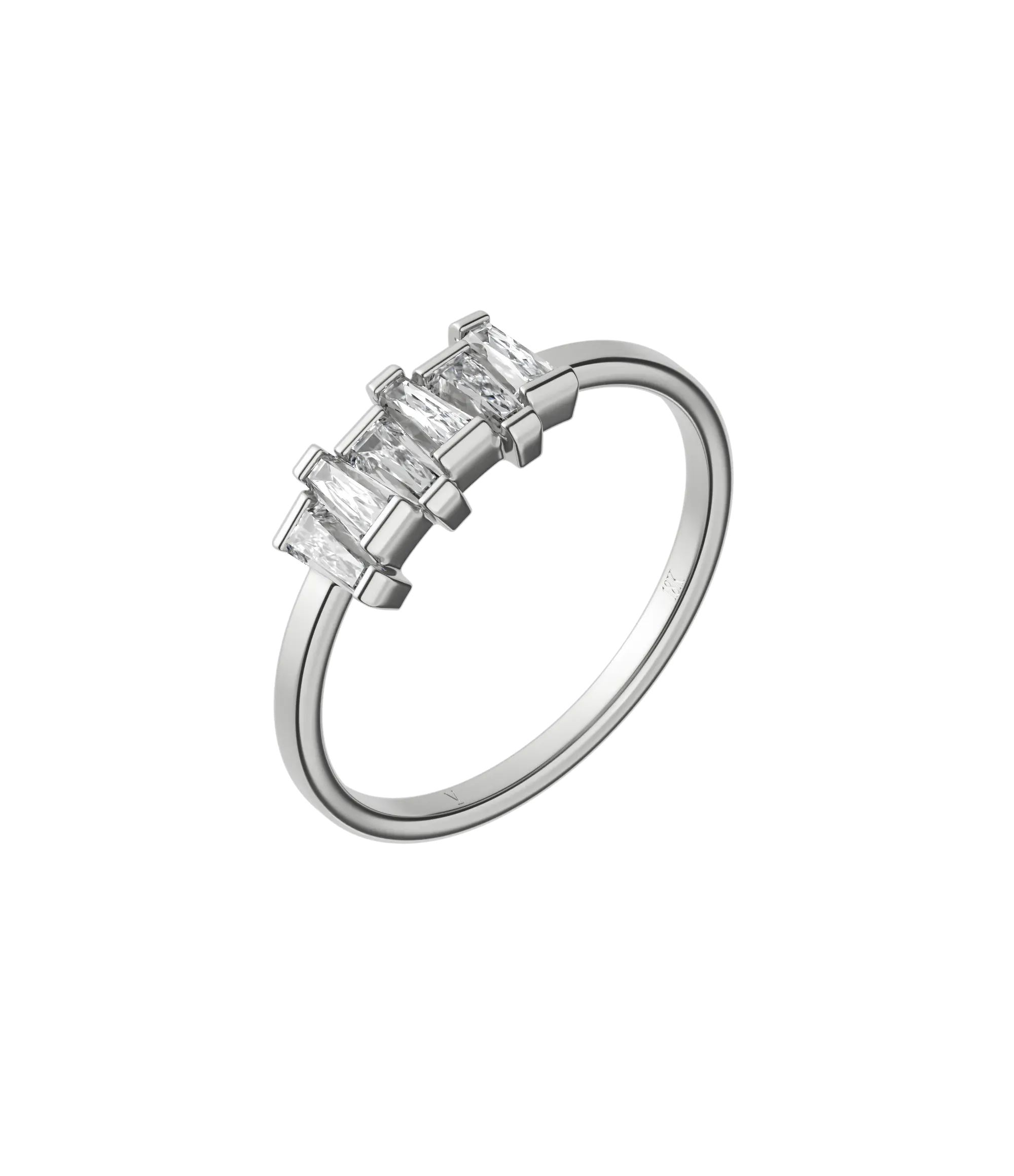 Tapered baguette lab-grown diamond multi-stone ring 0.48ct in 18K recycled white gold