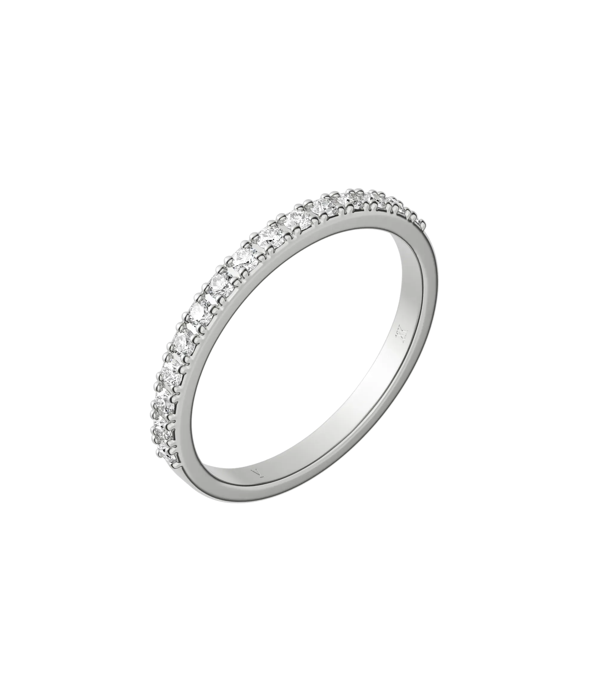 Round brilliant lab-grown diamond pavé half eternity ring 0.30ct in 18K recycled white gold