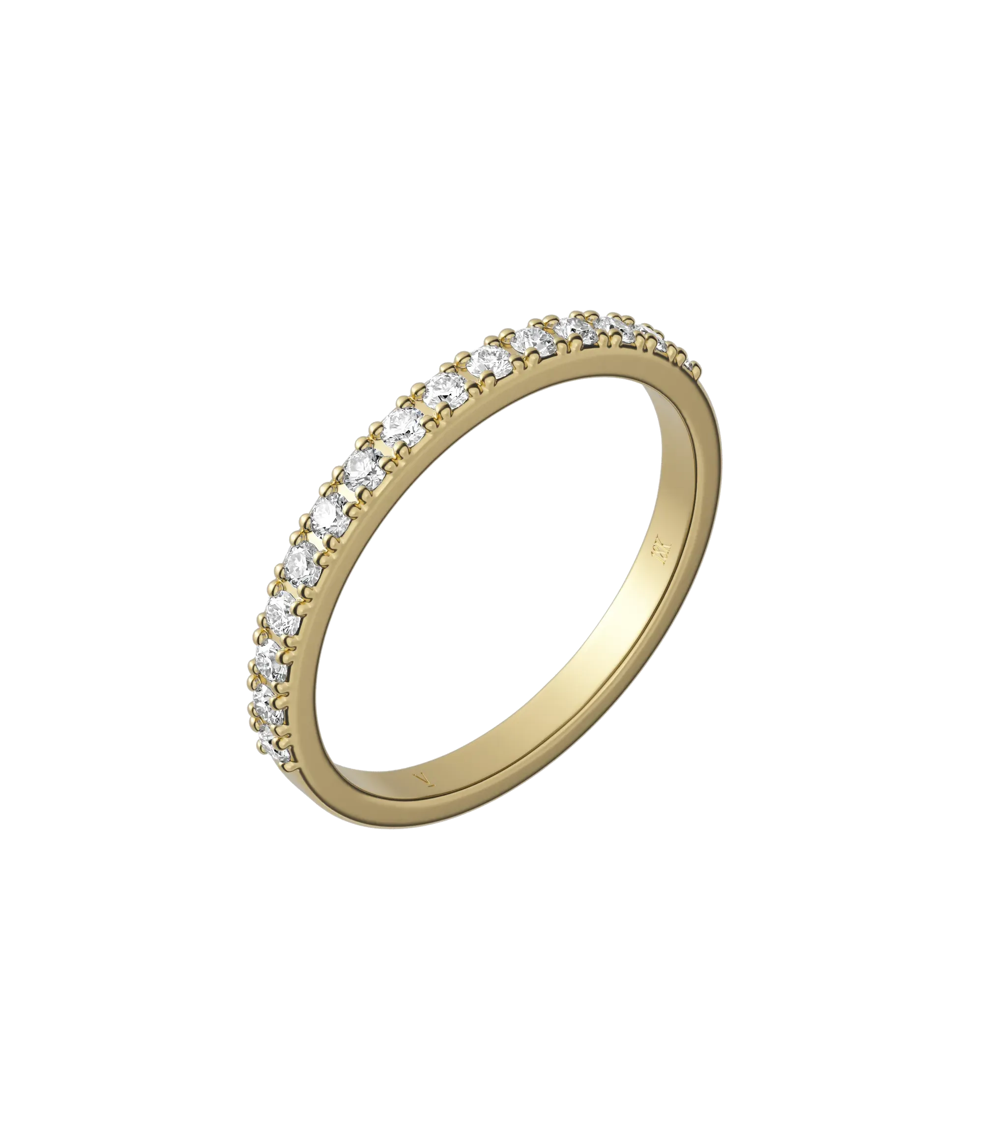 Round brilliant lab-grown diamond pavé half eternity ring 0.30ct in 18K recycled yellow gold