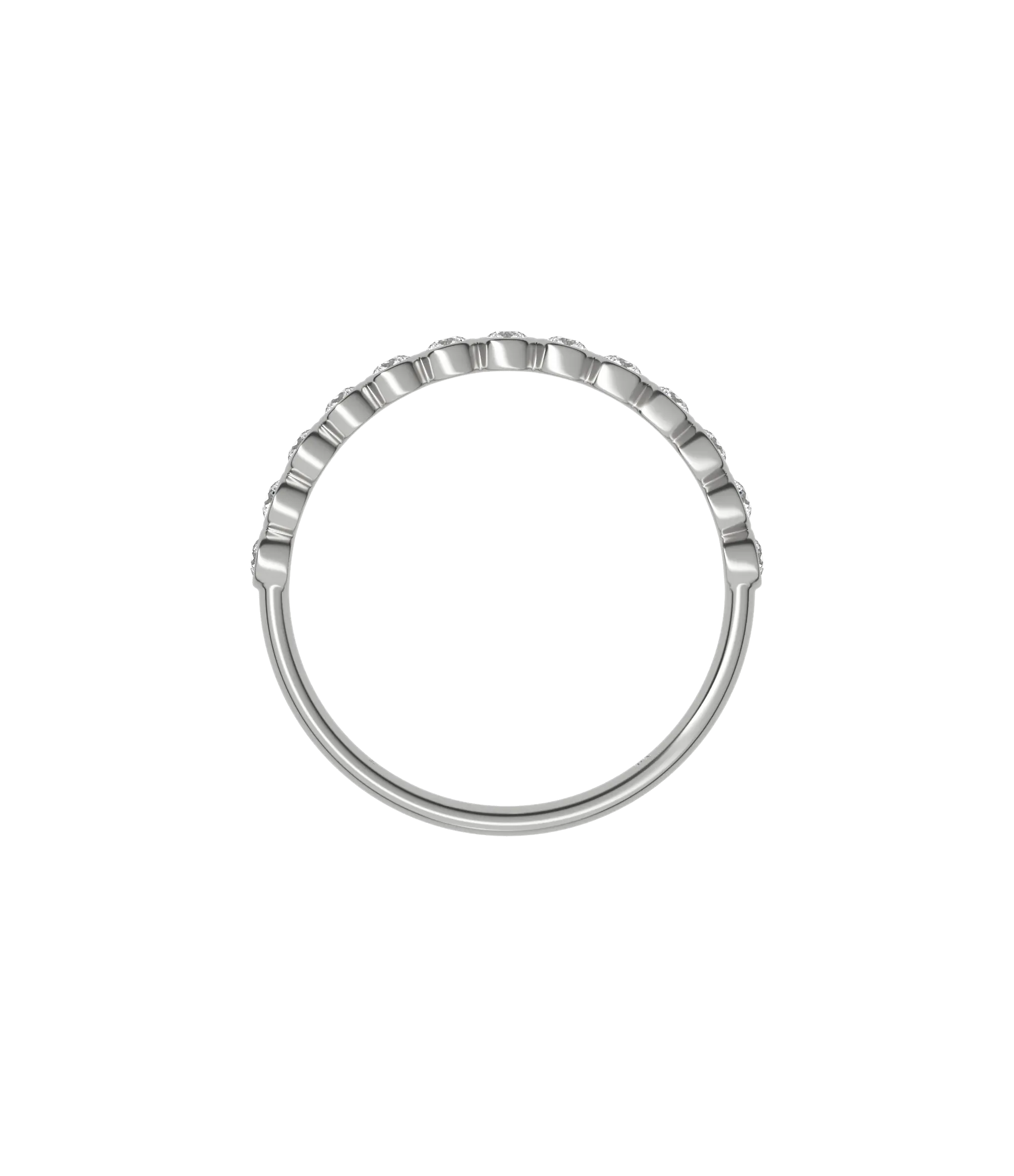 Round brilliant lab-grown diamond bezel half eternity ring 0.26ct in 18K recycled white gold