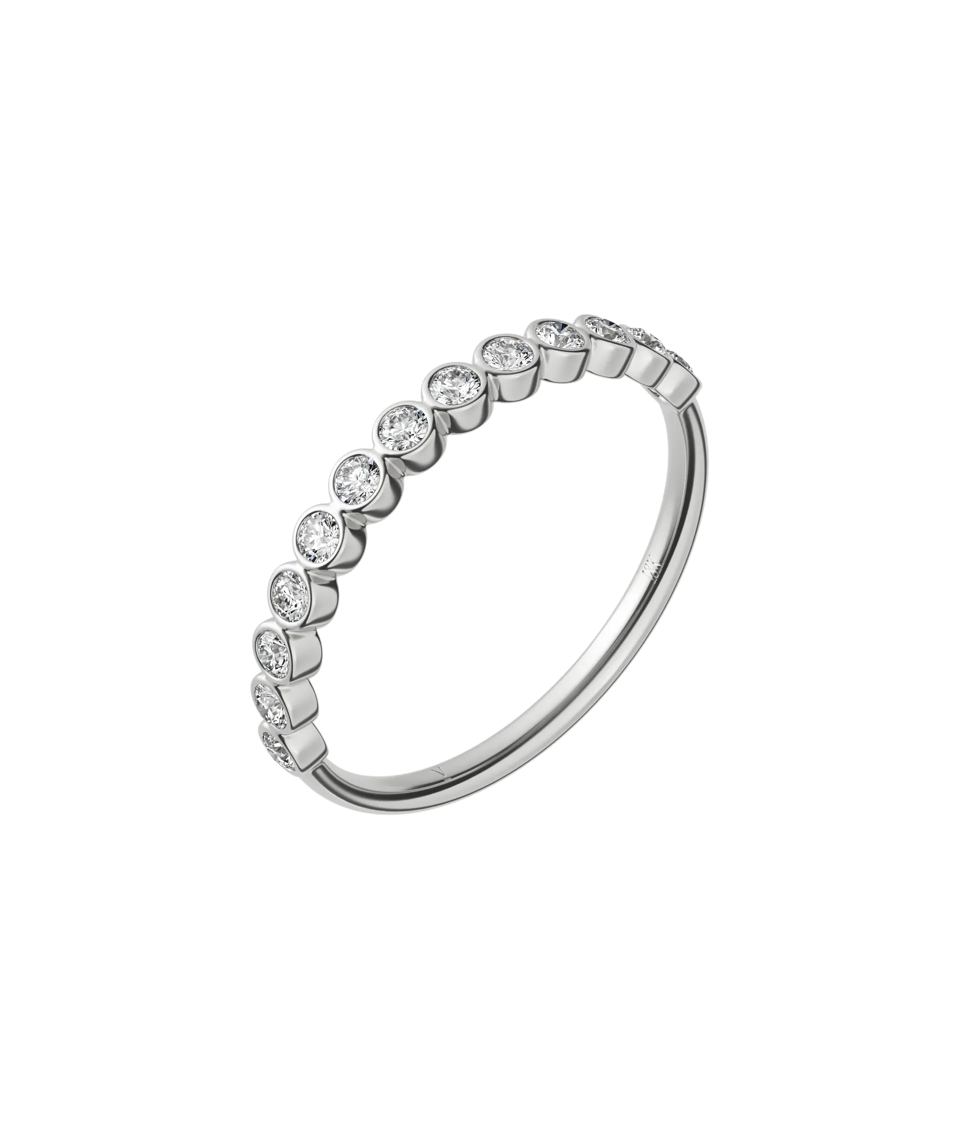 Round brilliant lab-grown diamond bezel half eternity ring 0.26ct in 18K recycled white gold