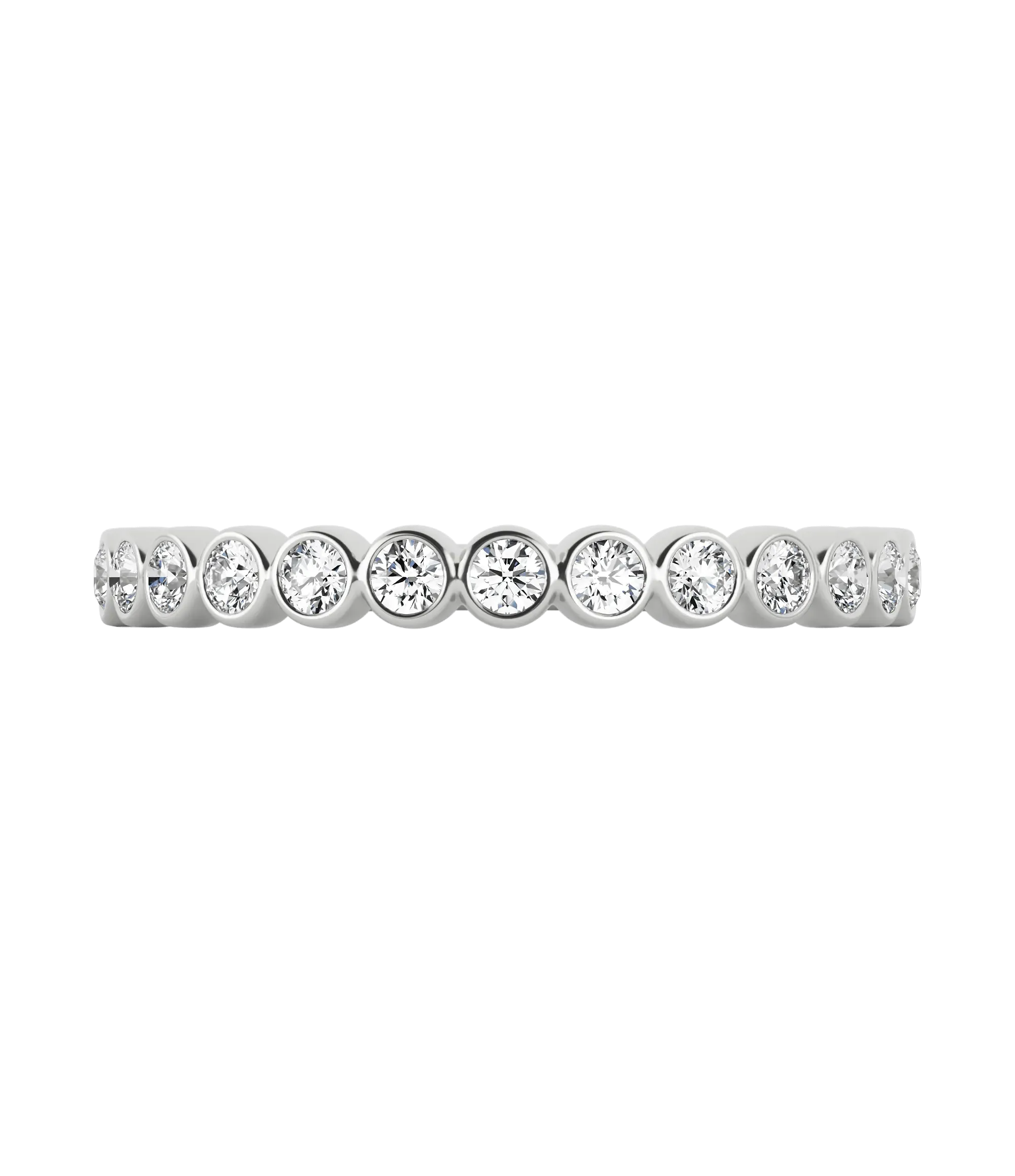 Round brilliant lab-grown diamond bezel half eternity ring 0.26ct in 18K recycled white gold