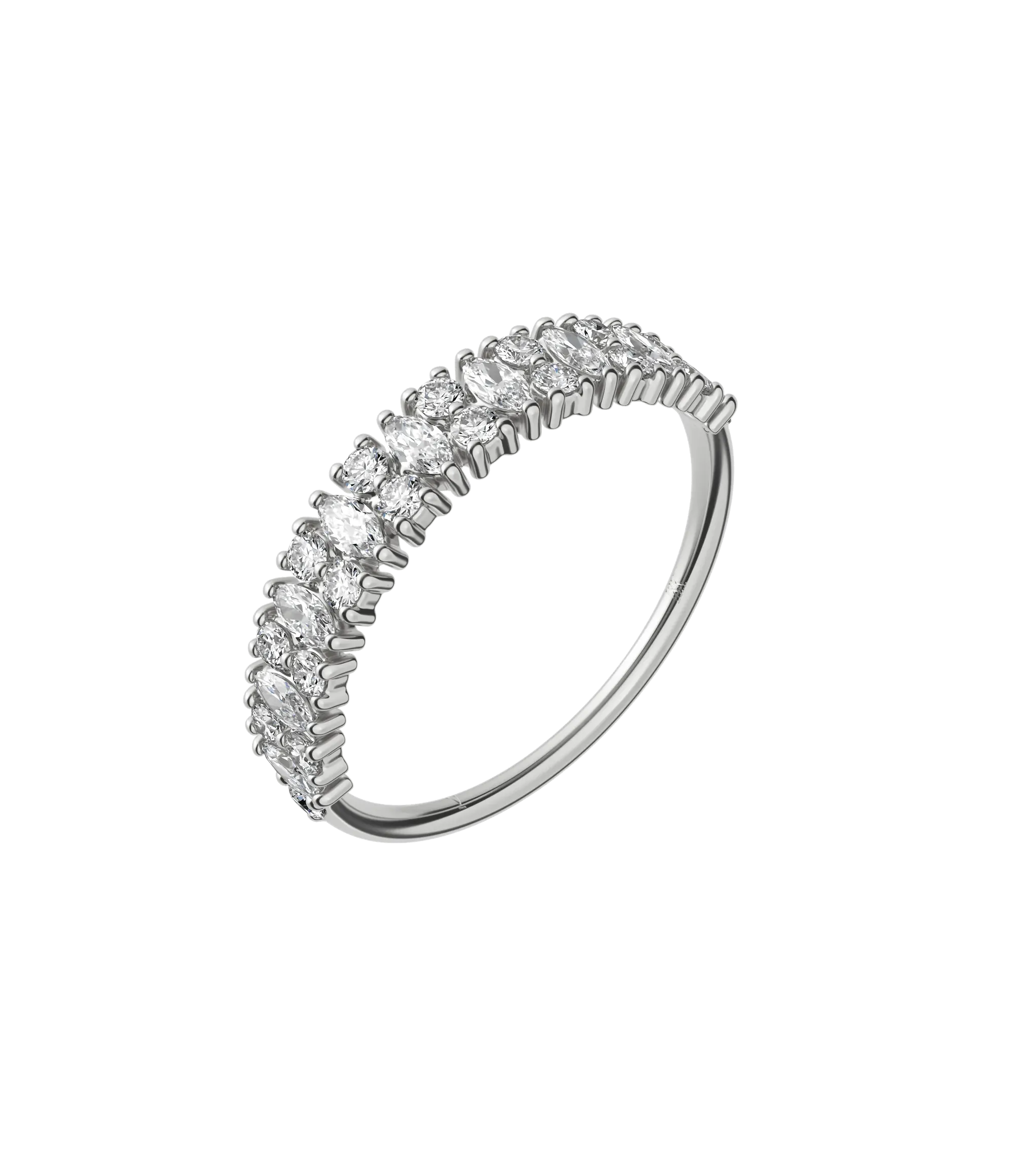 Marquise & round brilliant lab-grown diamond half eternity ring 0.77ct in 18K recycled white gold