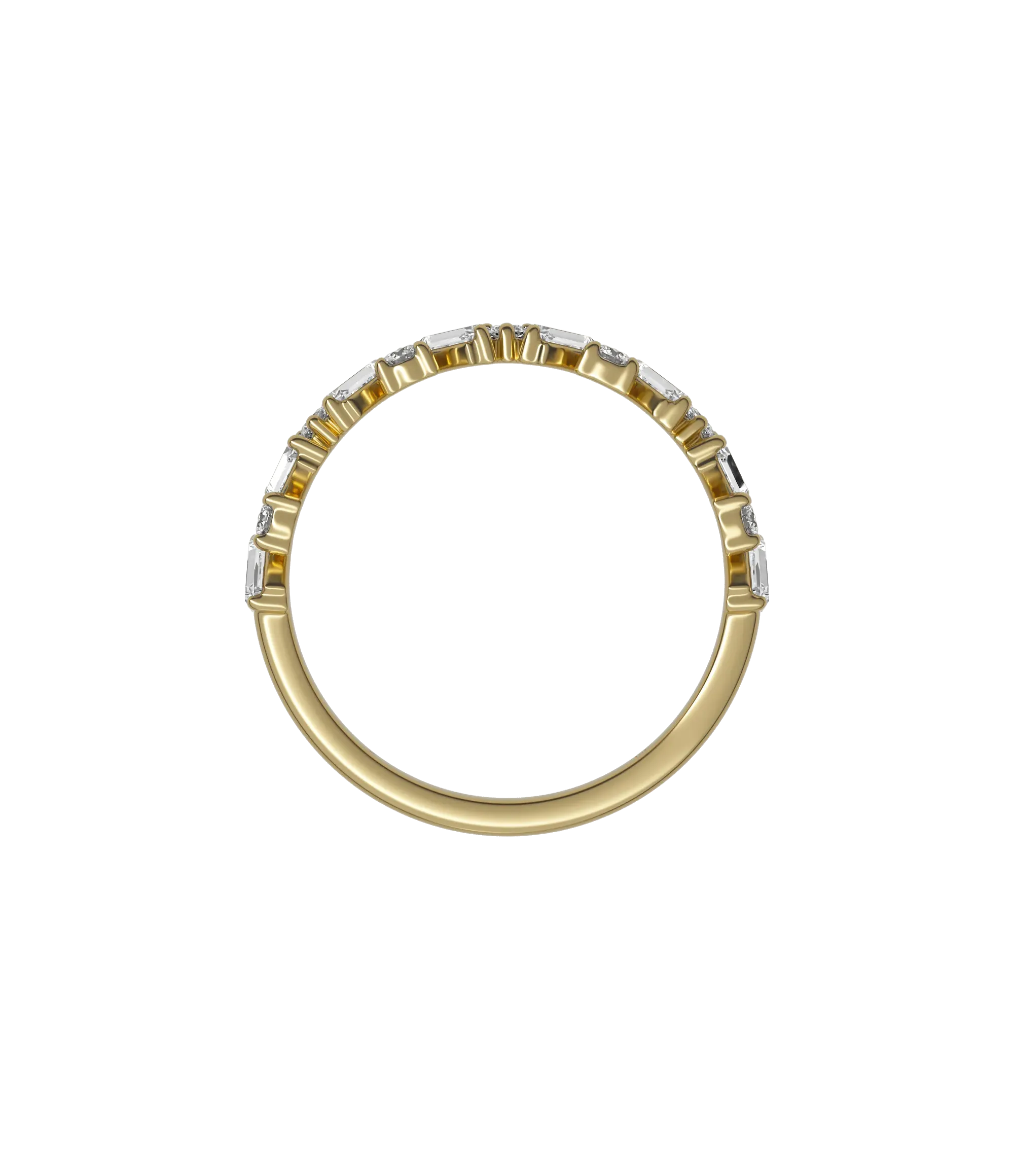 Round brilliant & baguette lab-grown diamond half eternity ring 0.54ct in 18K recycled yellow gold