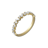 Round brilliant & baguette lab-grown diamond half eternity ring 0.54ct in 18K recycled yellow gold