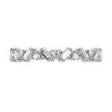 Round brilliant & baguette lab-grown diamond half eternity ring 0.54ct in 18K recycled white gold