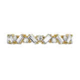 Round brilliant & baguette lab-grown diamond half eternity ring 0.54ct in 18K recycled yellow gold