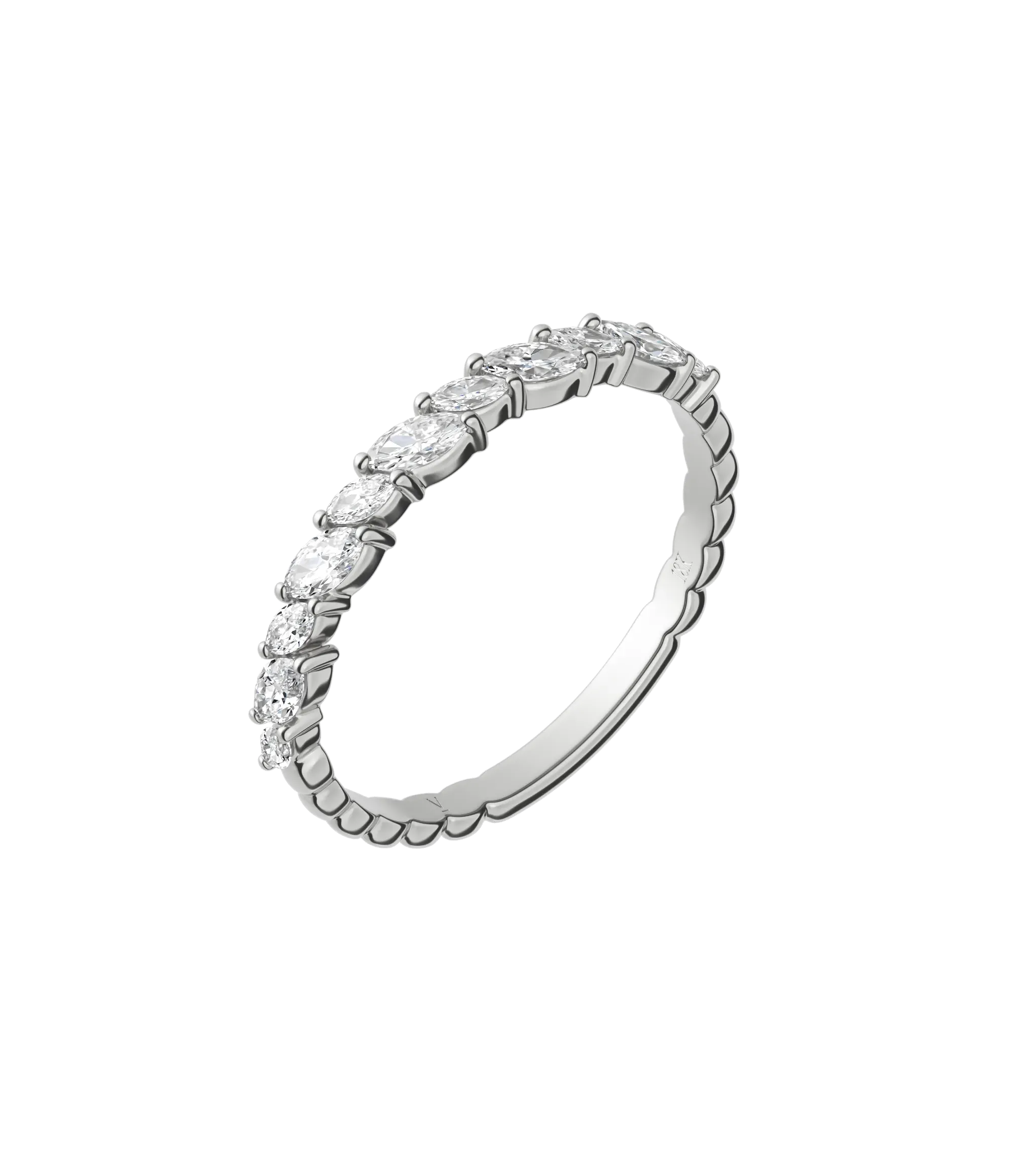 Marquise lab-grown diamond half eternity ring 0.48ct in 18K recycled white gold